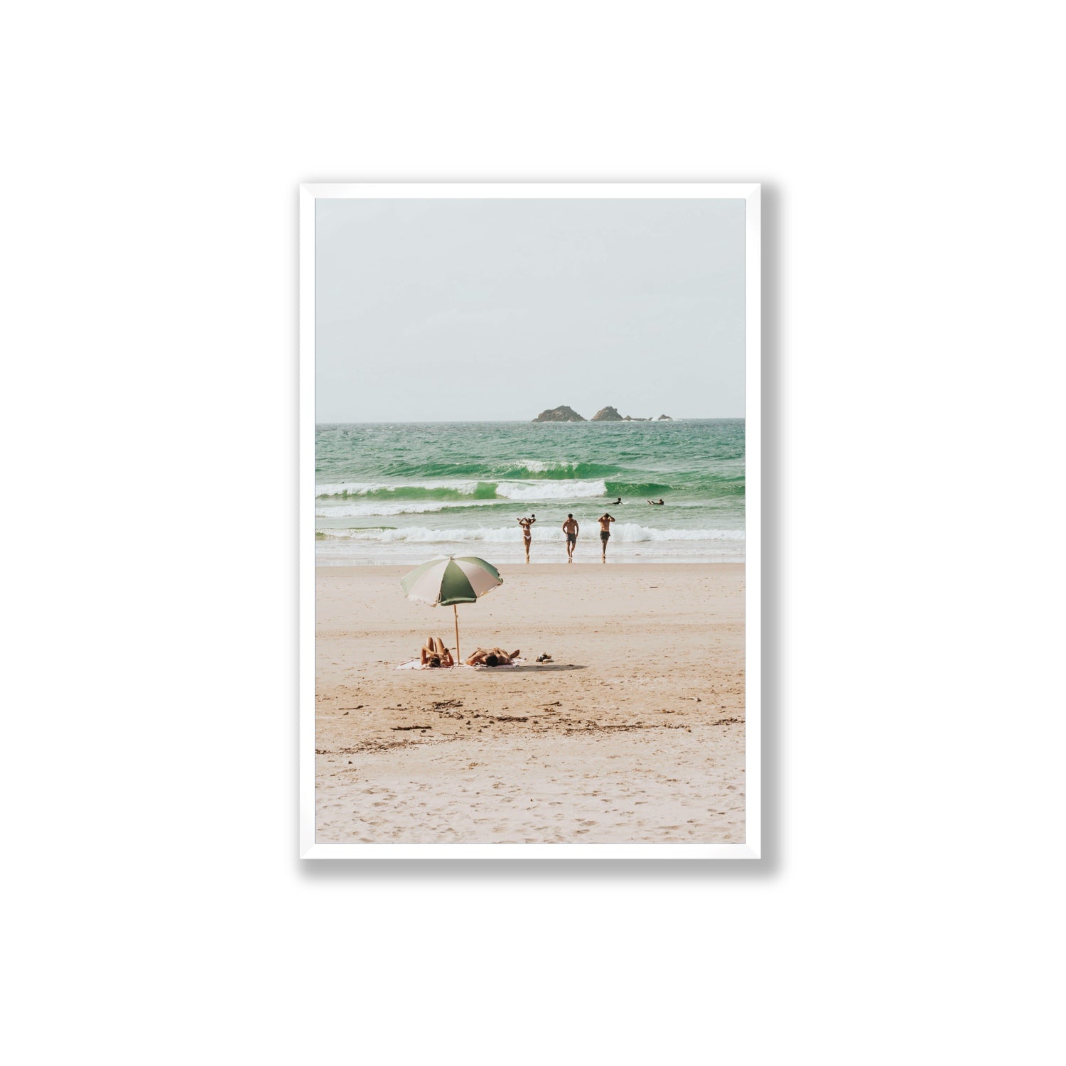 Escape The Ordinary Byron Bay coastal decor wall art Extra Large full-bleed fine art print in white frame