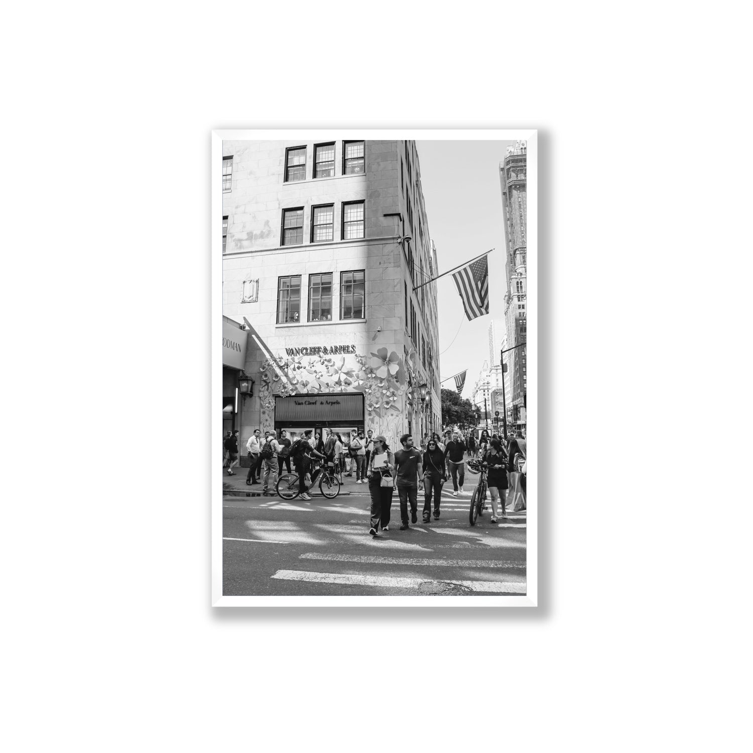 Sidewalk Shuffle New York NYC Black & White wall art Extra Large full-bleed fine art print in white frame