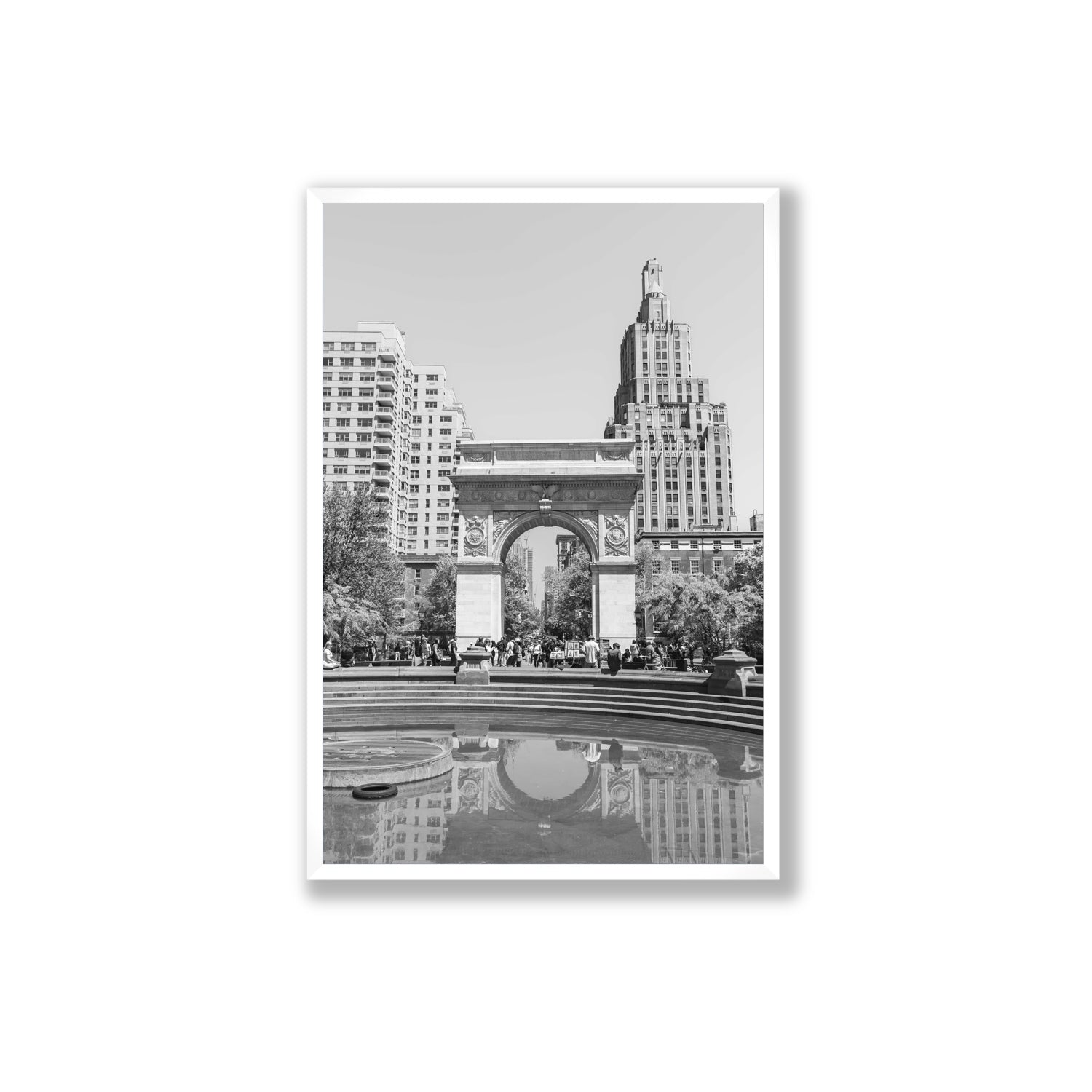 Washington Skyline New York NYC Black & White wall art Extra Large full-bleed fine art print in white frame