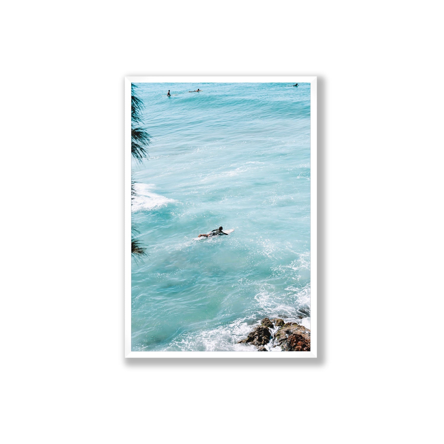 Blue Crush fine art print, Byron Bay, Australia, Extra Large, White Frame · Full Bleed, Fine Art Print