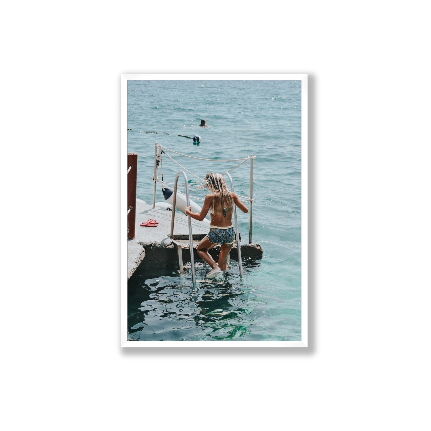 Little Mermaid Capri Mediterranean wall art Extra Large full-bleed fine art print in white frame