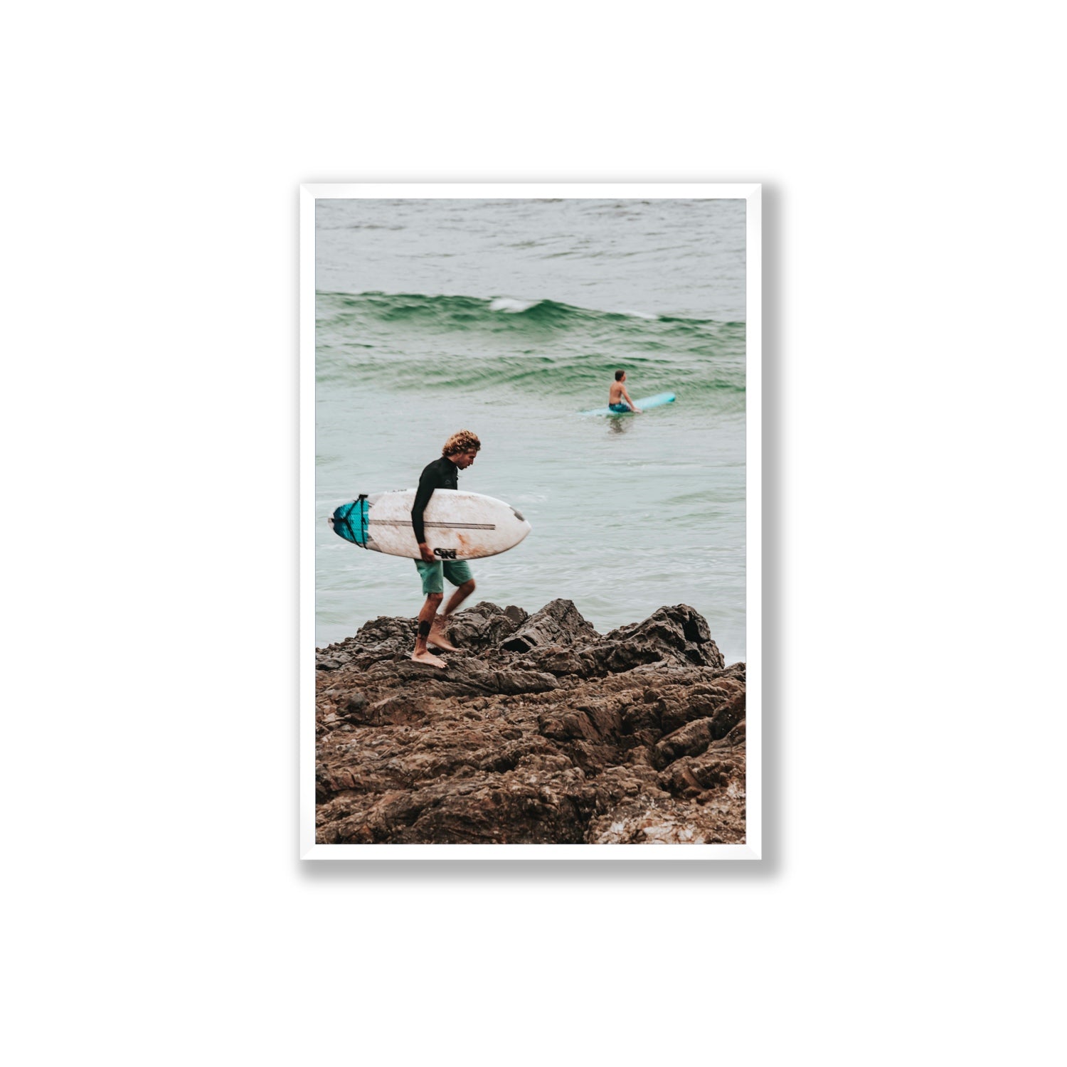 Not All Who Wander Are Lost Byron Bay Surf wall art Extra Large full-bleed fine art print in white frame