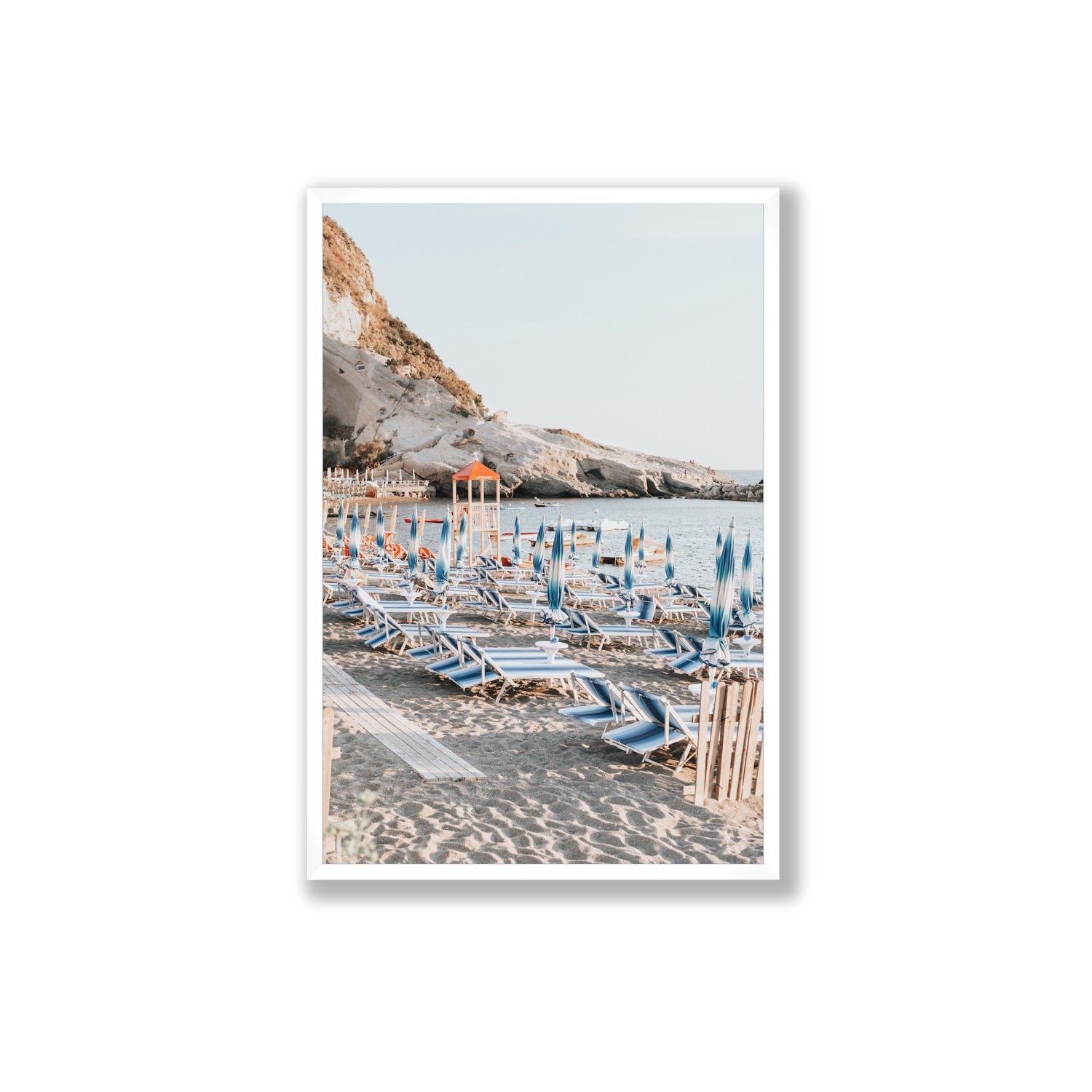 The Golden Hour Ischia Italian coastal wall art Extra Large full-bleed fine art print in white frame