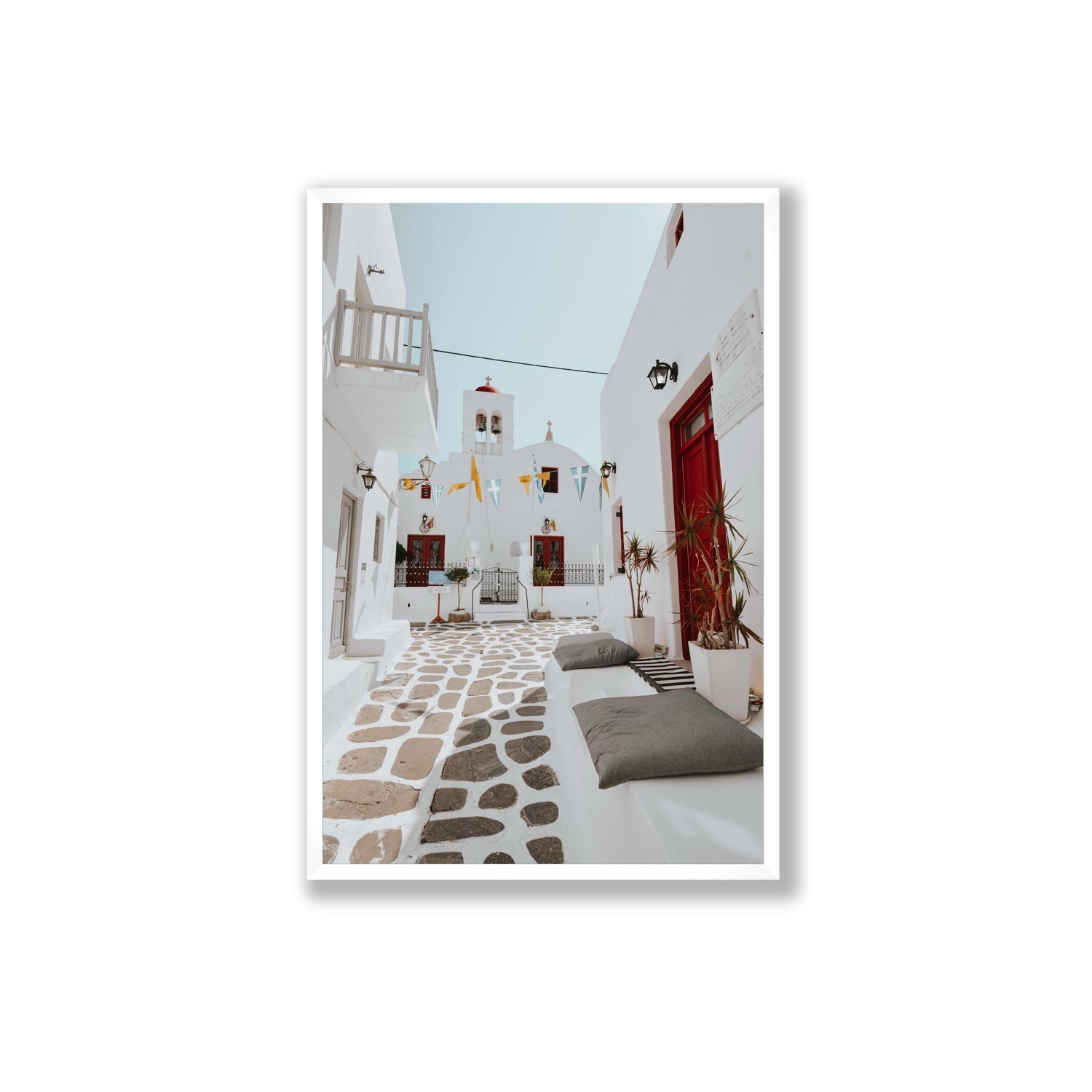 Cycladic Charm fine art print, Mykonos, Greece, Extra Large, White Frame · Full Bleed, Fine Art Print