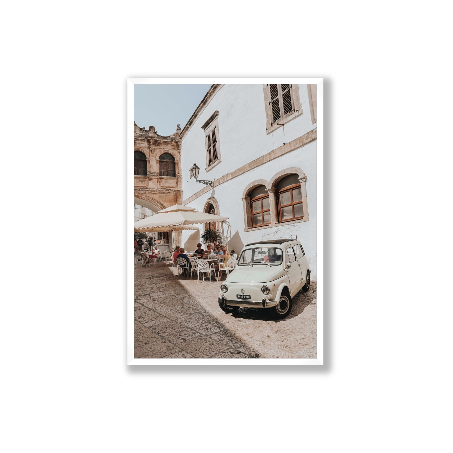 Piazza di Ostuni Puglia Italian wall art Extra Large full-bleed fine art print in white frame