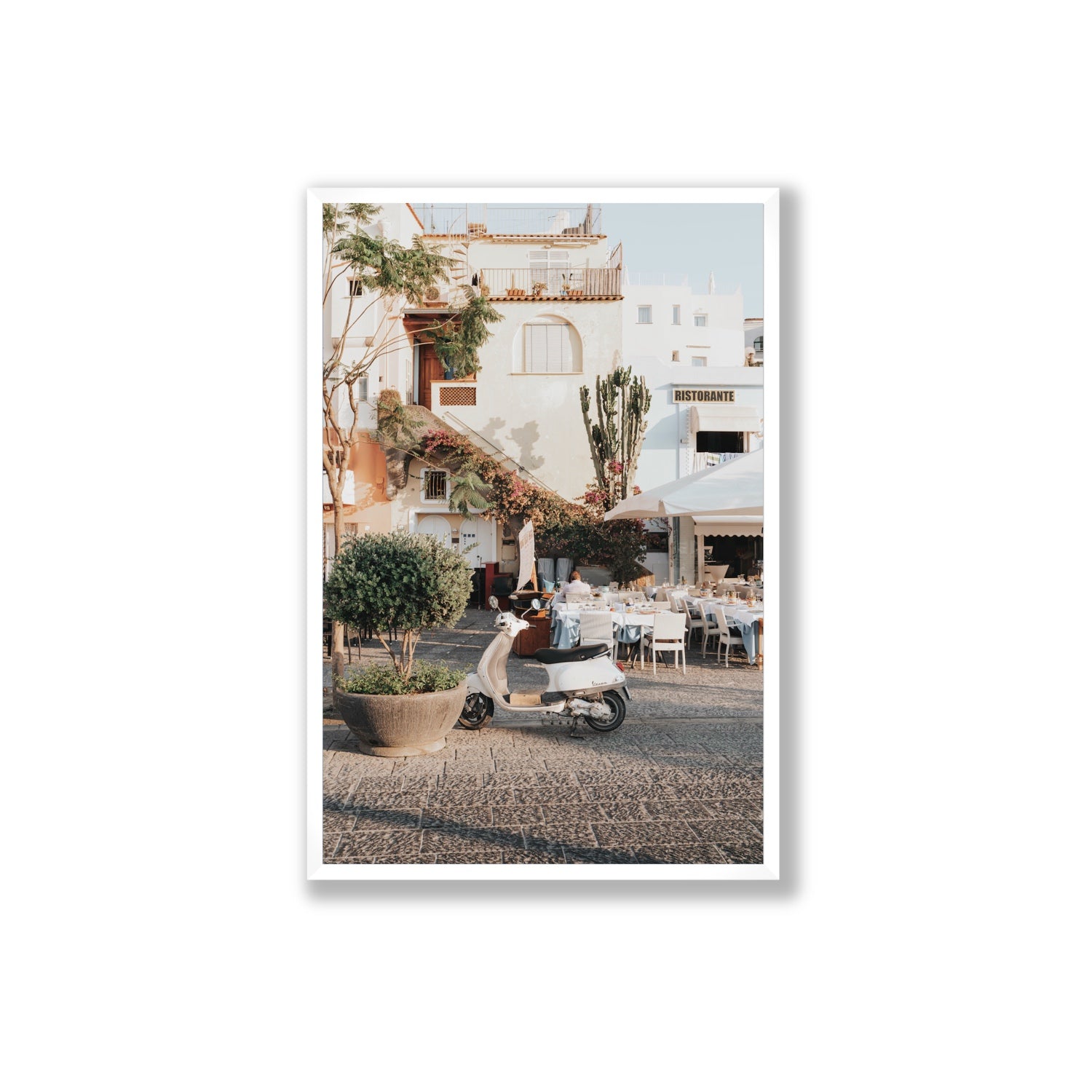 Ristorante Ischia Italian Mediterranean decor wall art Extra Large full-bleed fine art print in white frame