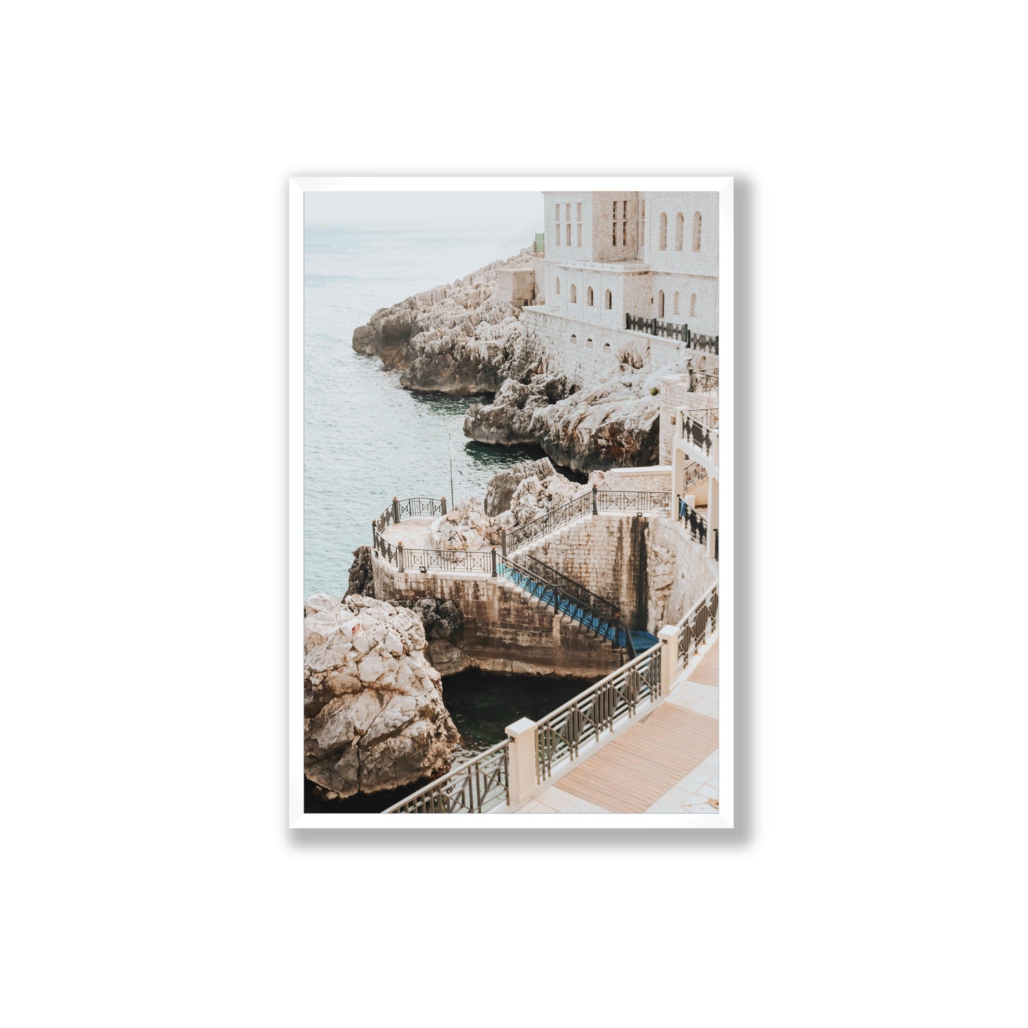 Wellness Centre Puglia coastal wall art Extra Large full-bleed fine art print in white frame
