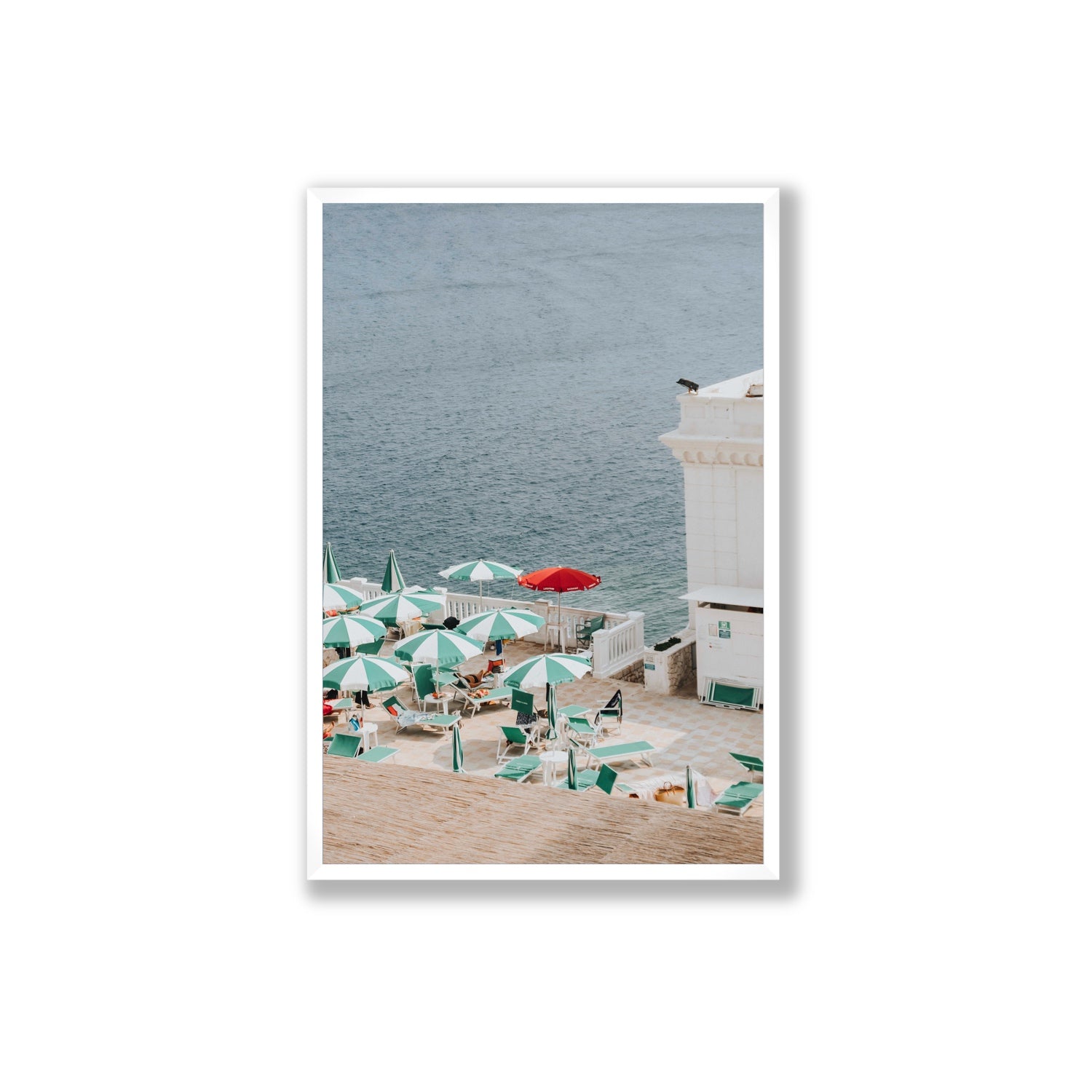Lido Italiano Puglia beach Italian wall art Extra Large full-bleed fine art print in white frame