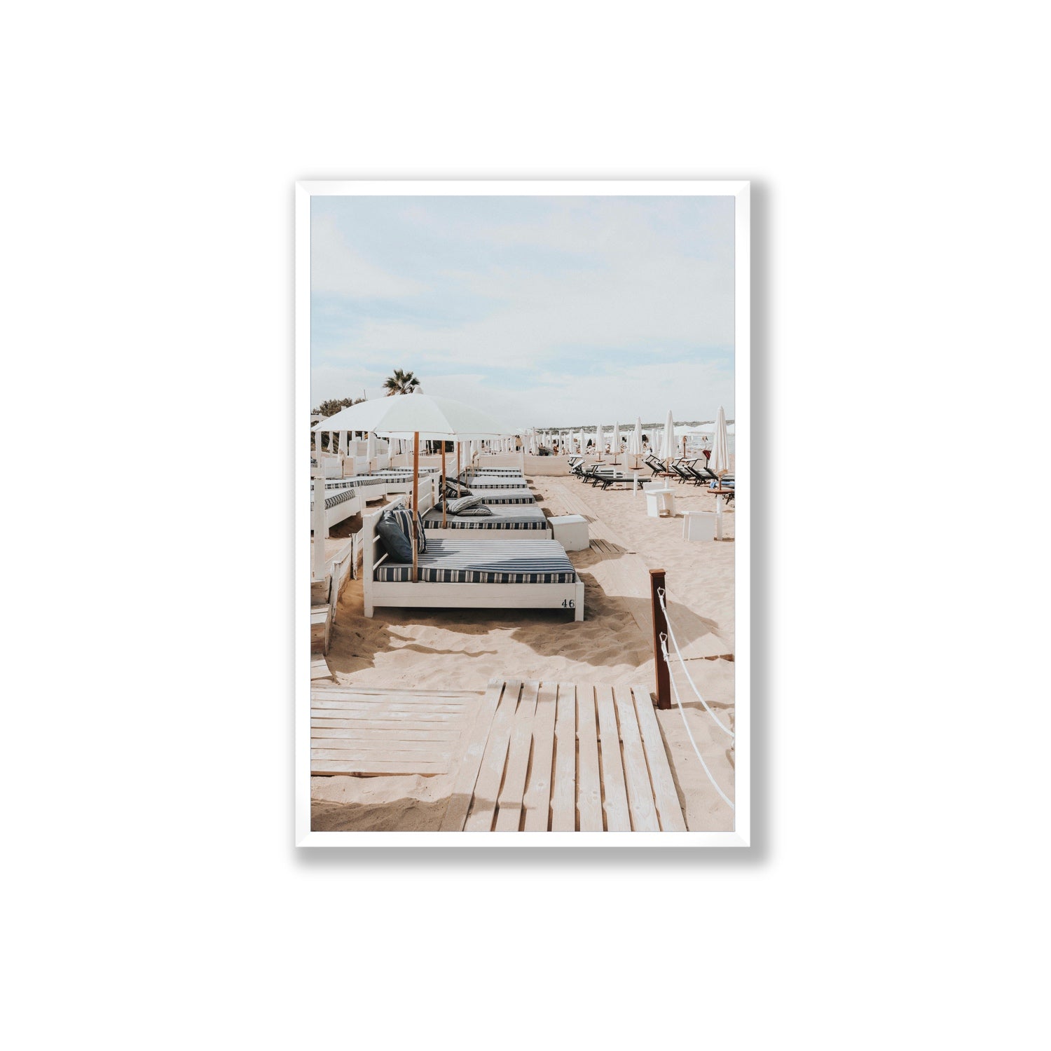 Coastal Repose Puglia beach Mediterranean fine art print Extra Large full-bleed fine art print in white frame