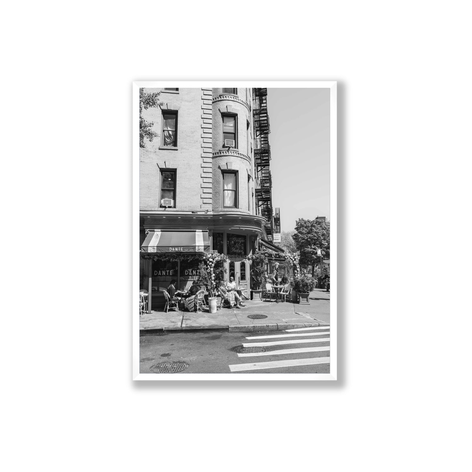 Sunny Soiree New York NYC Black & White wall art Extra Large full-bleed fine art print in white frame
