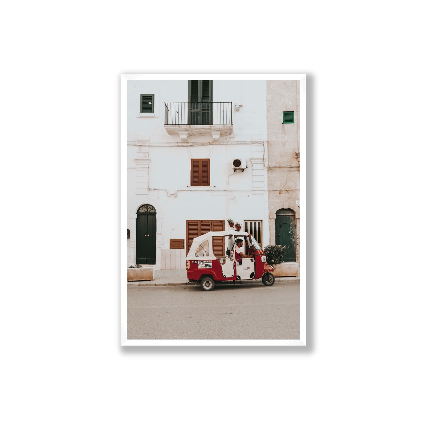 Groovy Piaggio Puglia Italian wall art Extra Large full-bleed fine art print in white frame