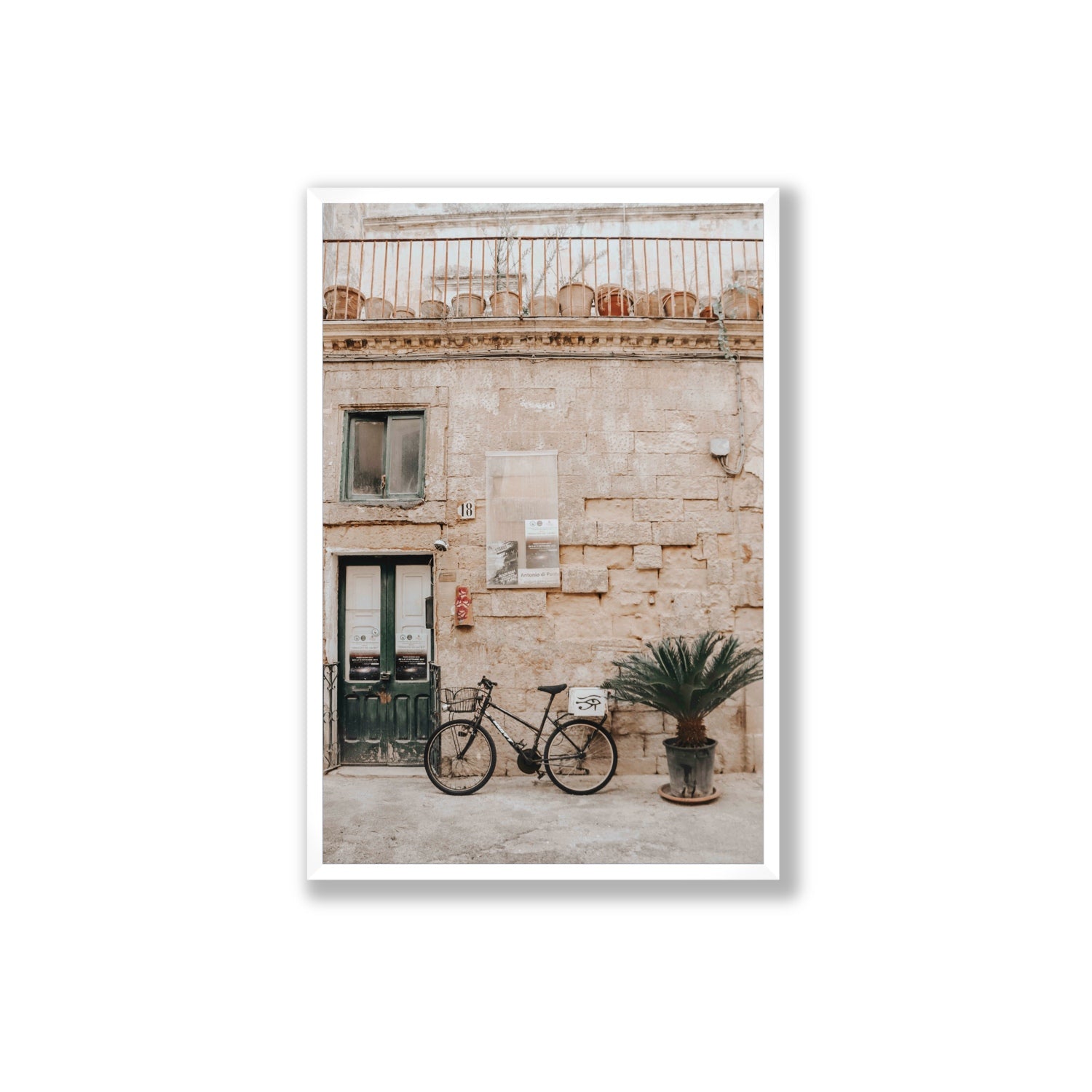 Golden Facades Puglia Lecce Italian wall art Extra Large full-bleed fine art print in white frame