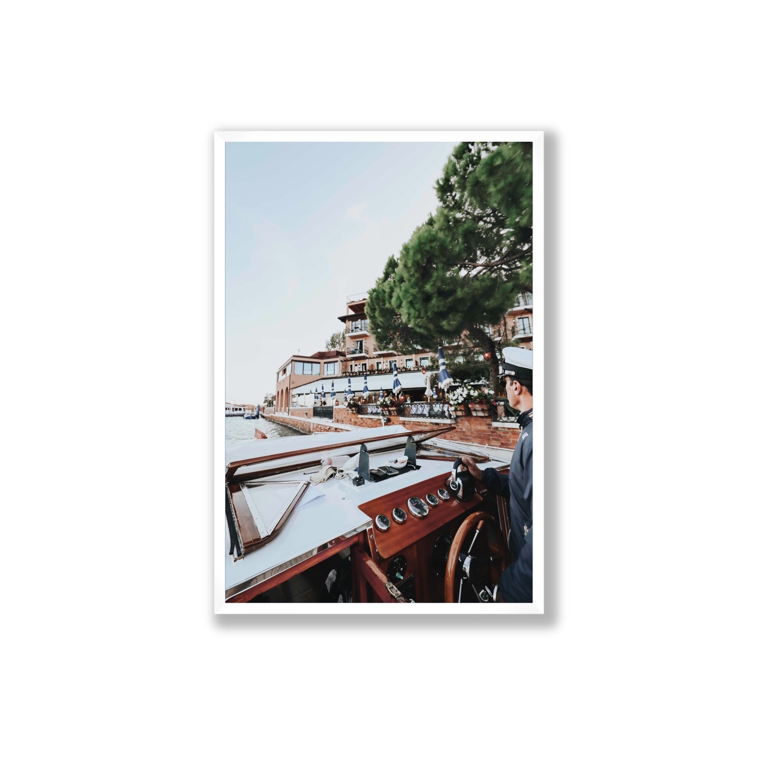 The Driver Venice Canal Italian wall art Extra Large full-bleed fine art print in white frame