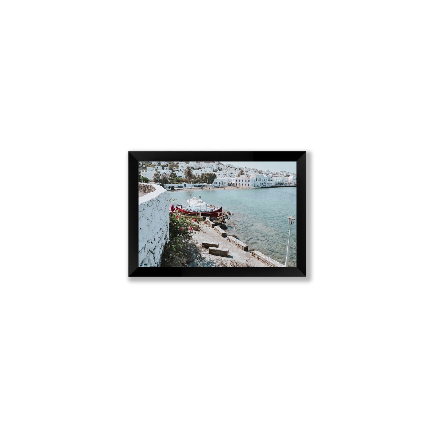 Harika Mykonos Greek island wall art Small full-bleed fine art print in black frame