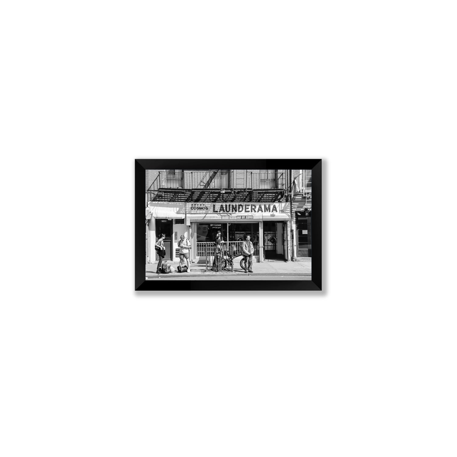 Launderama New York NYC Black & White wall art Small full-bleed fine art print in black frame