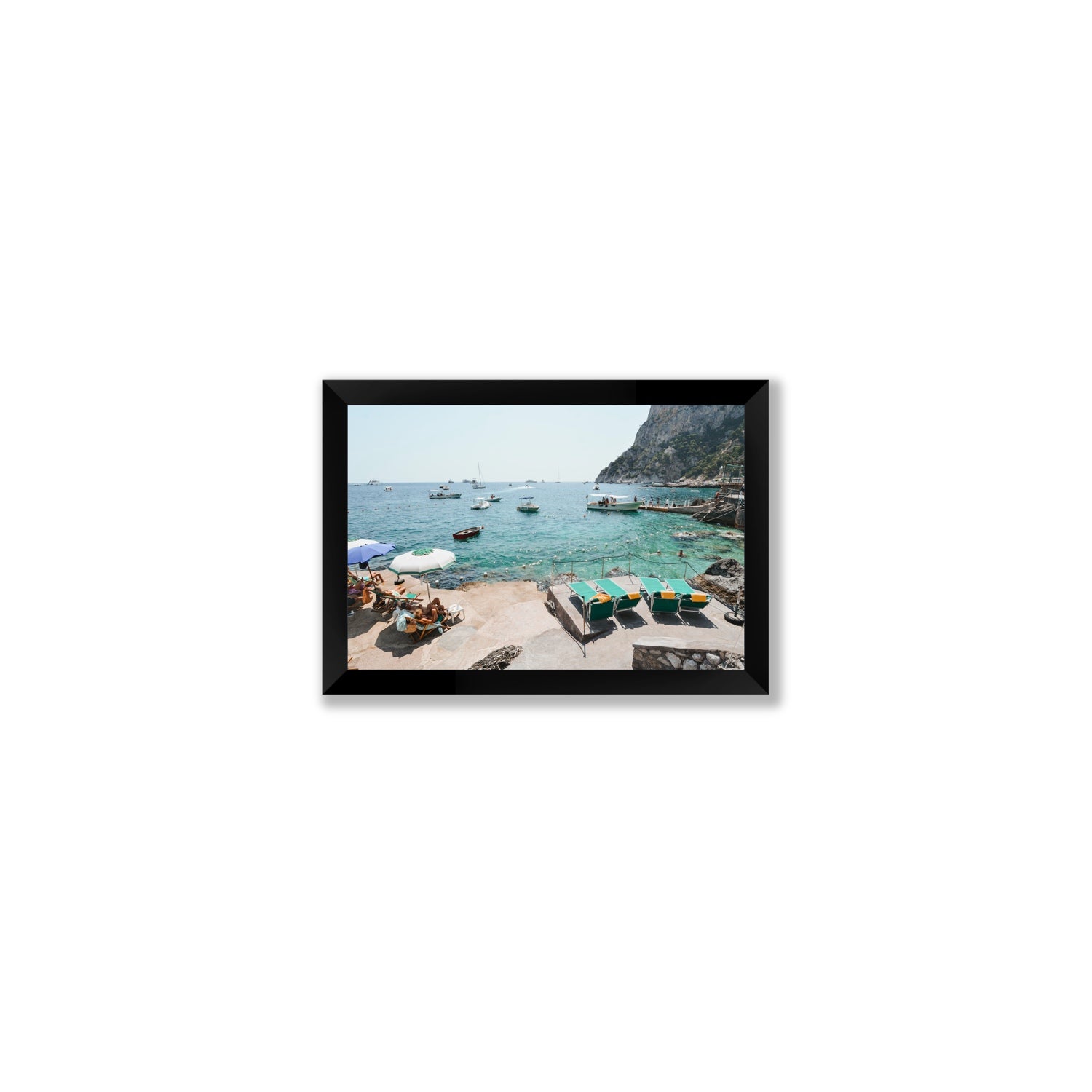 Save Me A Seat Capri Mediterranean wall art Small full-bleed fine art print in black frame