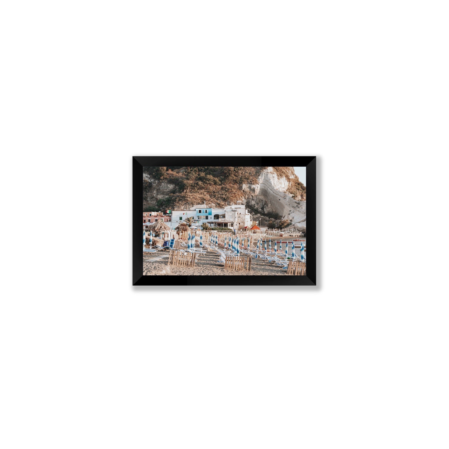 Sant' Angelo Ischia Italian coastal wall art Small full-bleed fine art print in black frame