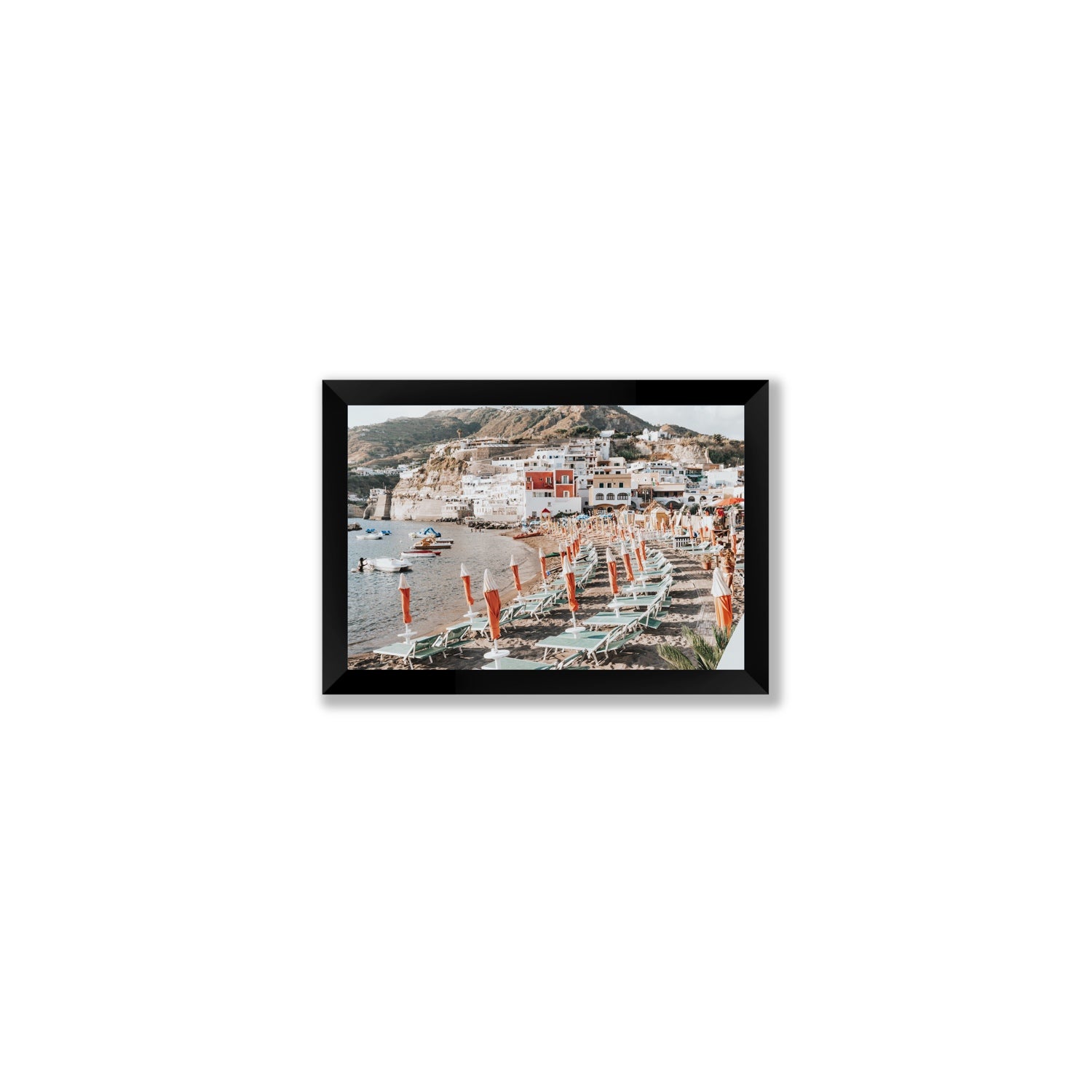 Sole Estivo Ischia Italian coastal wall art Small full-bleed fine art print in black frame