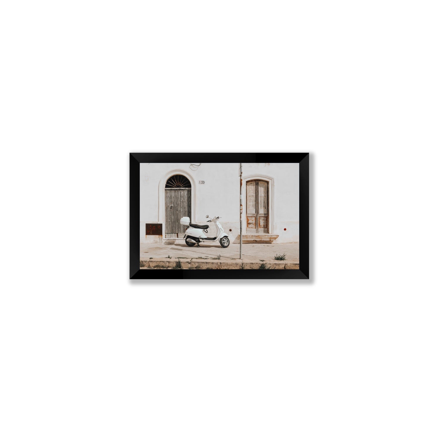 Vespa Nostalgia Puglia Italian wall art Small full-bleed fine art print in black frame