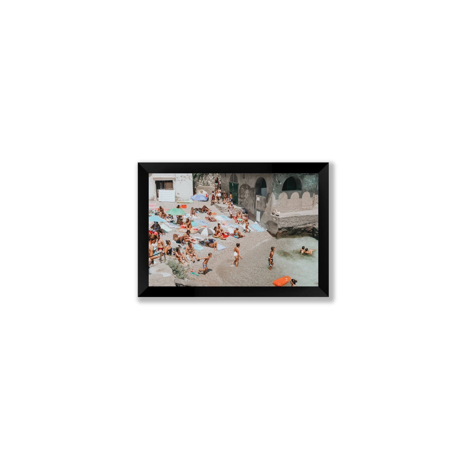 Heatwave Capri beach coastal wall art Small full-bleed fine art print in black frame