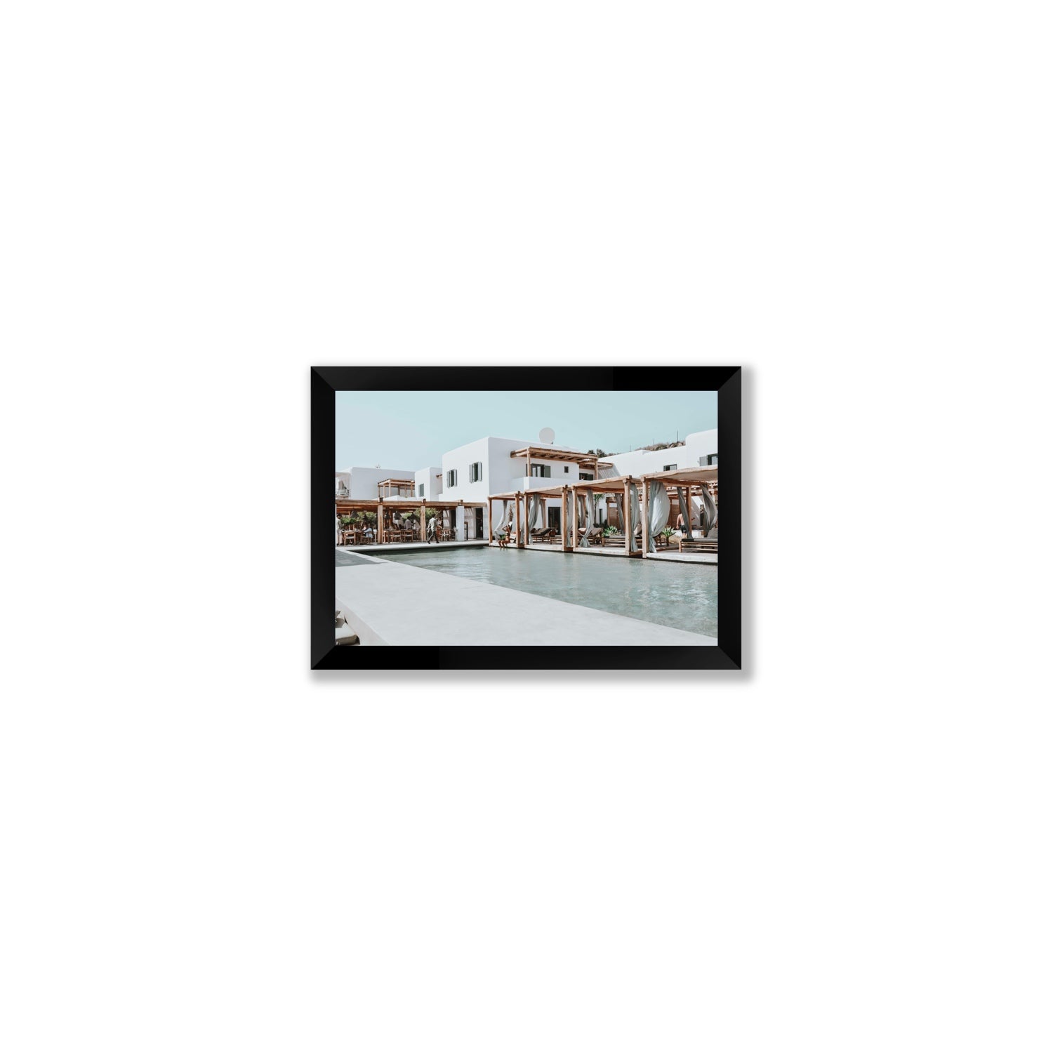 Polytelís Mykonos Greek island wall art Small full-bleed fine art print in black frame