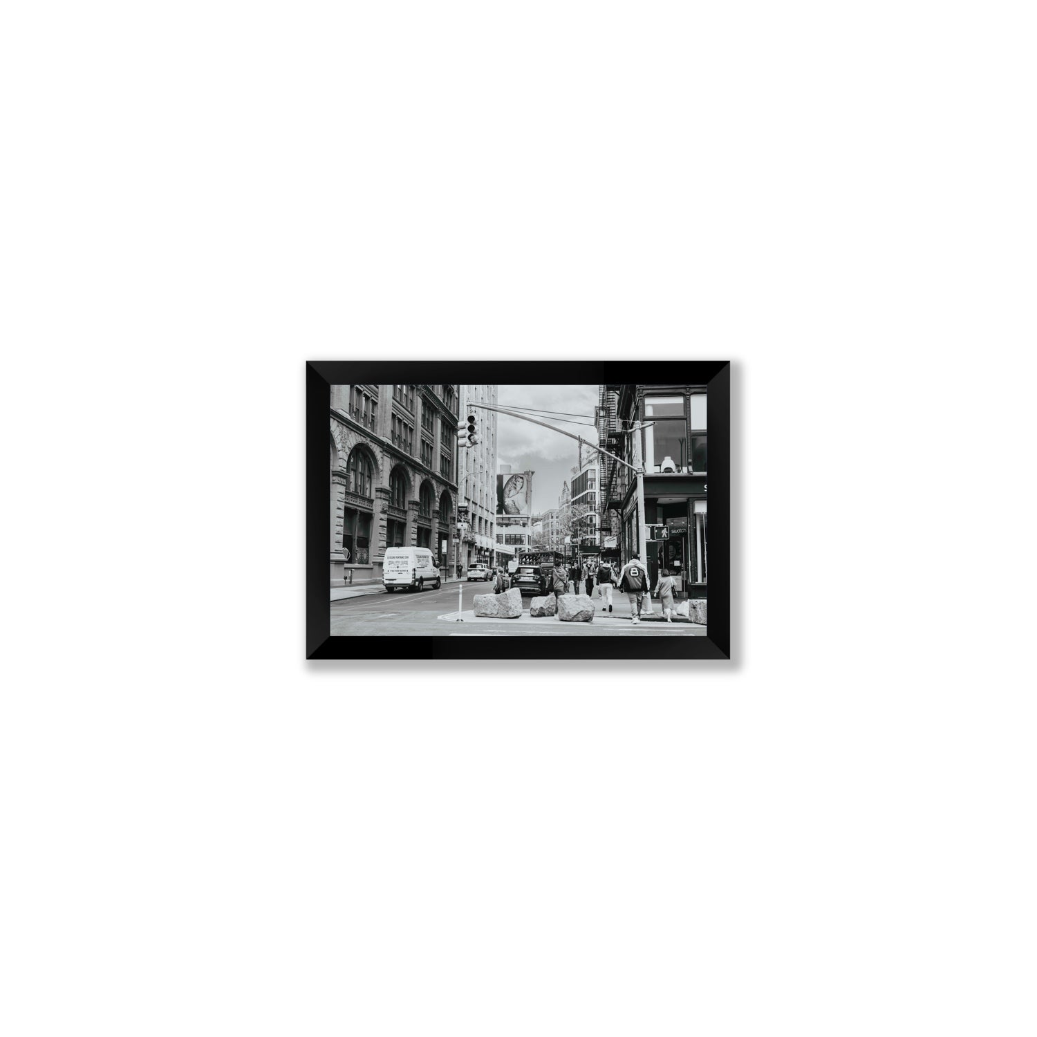 Inkwell Metropolis New York NYC Black & White wall art Small full-bleed fine art print in black frame