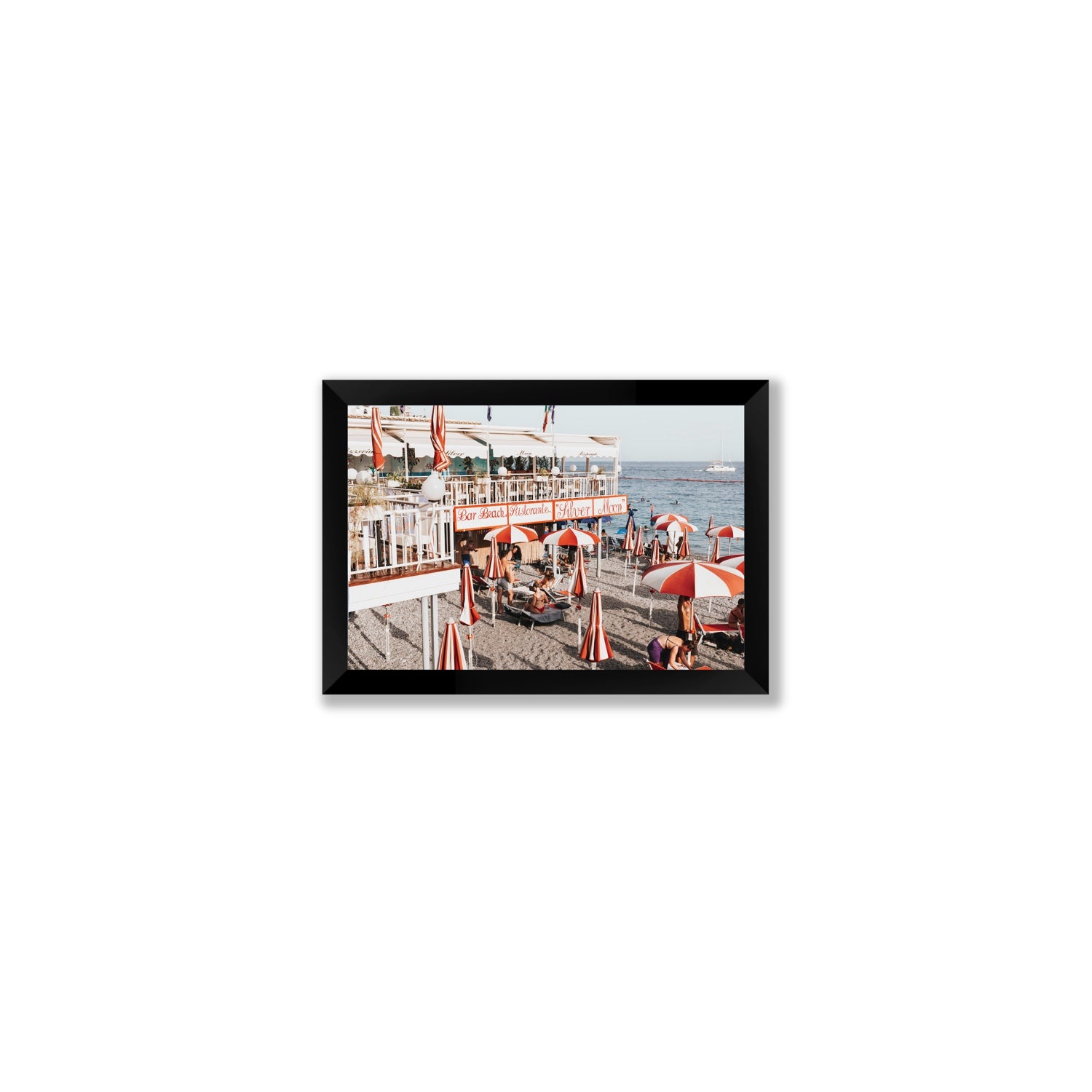 Silver Moon Amalfi Mediterranean wall art Small full-bleed fine art print in black frame