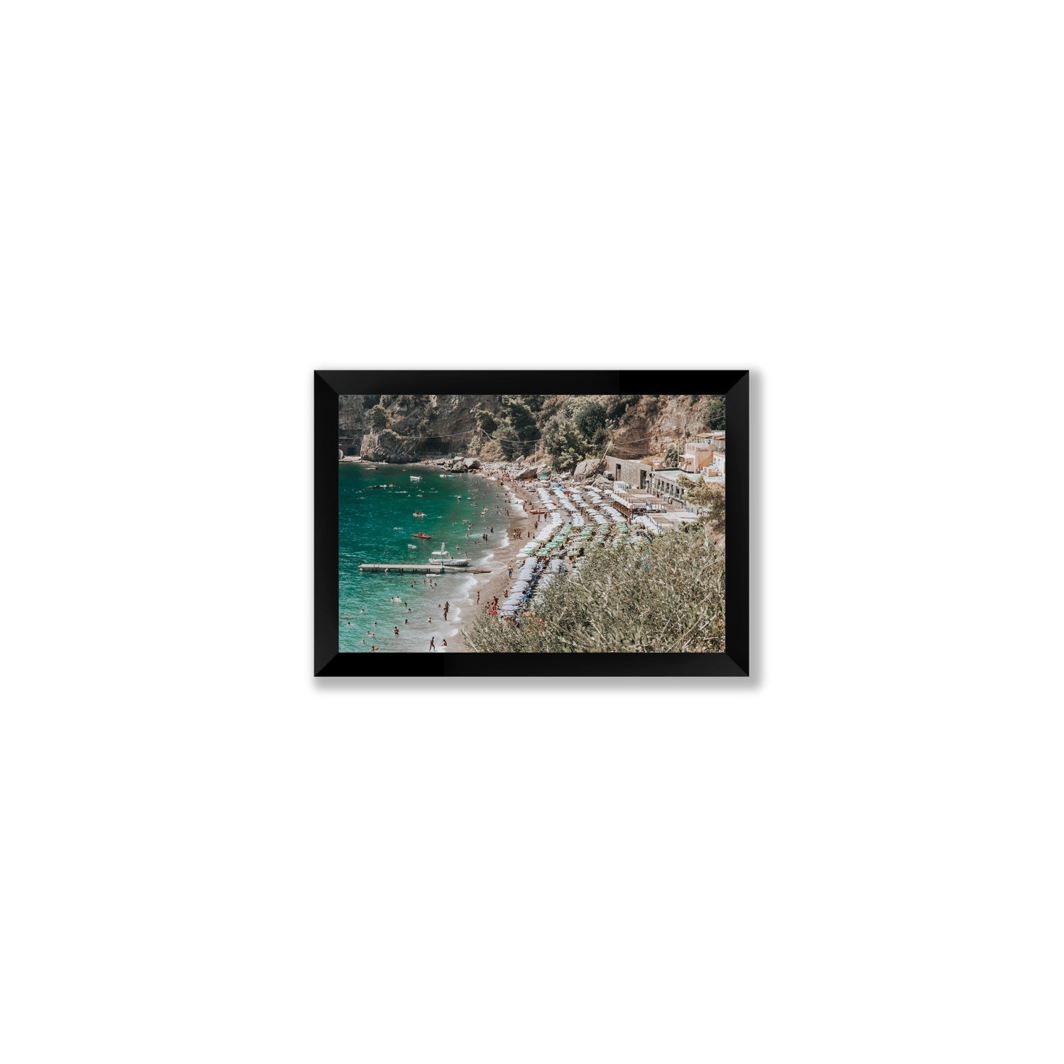 Fornillo Beach fine art print, Positano, Italy, Small, Black Frame · Full Bleed, Fine Art Print