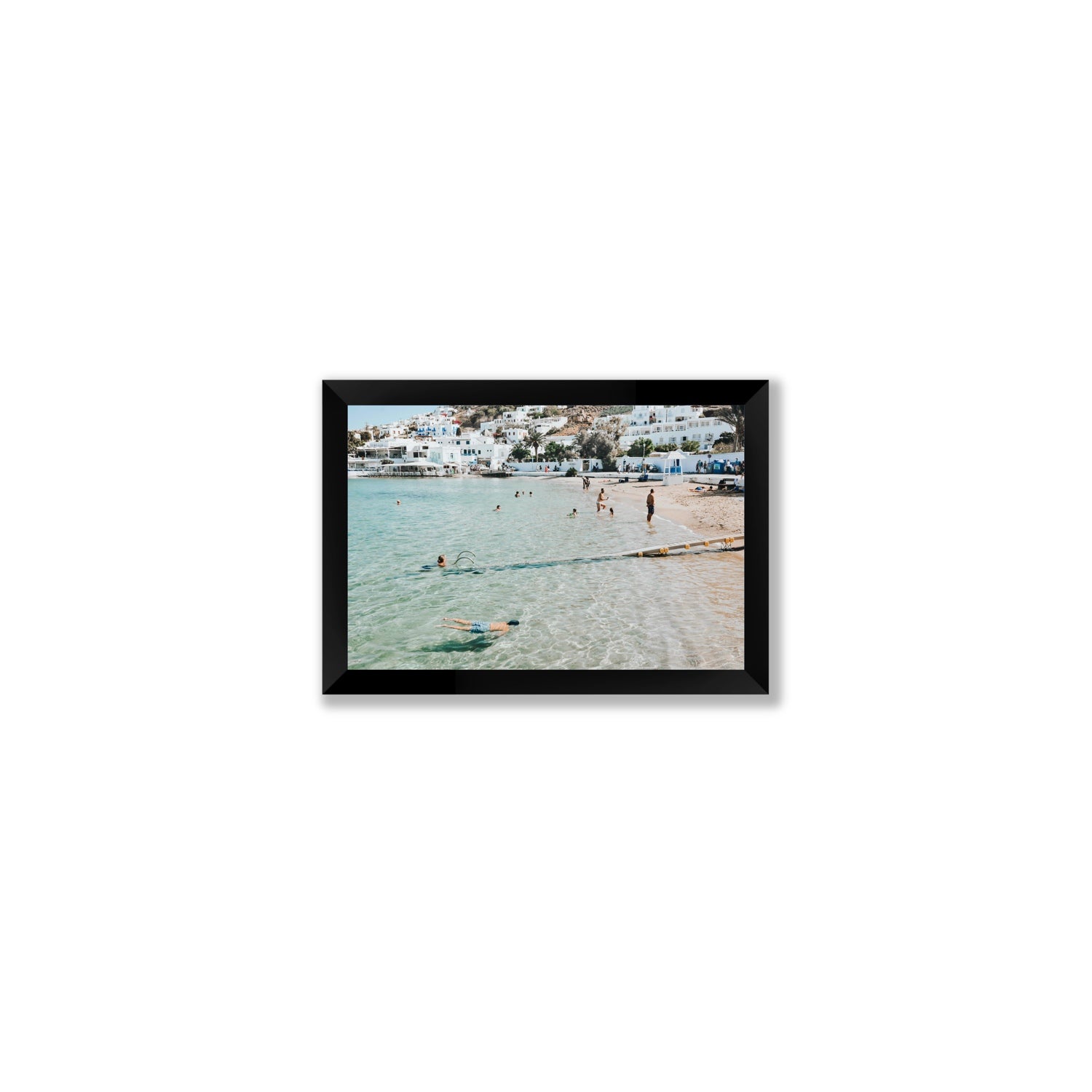 Bathe Yourself In Beauty Mykonos Greek island wall art Small full-bleed fine art print in black frame