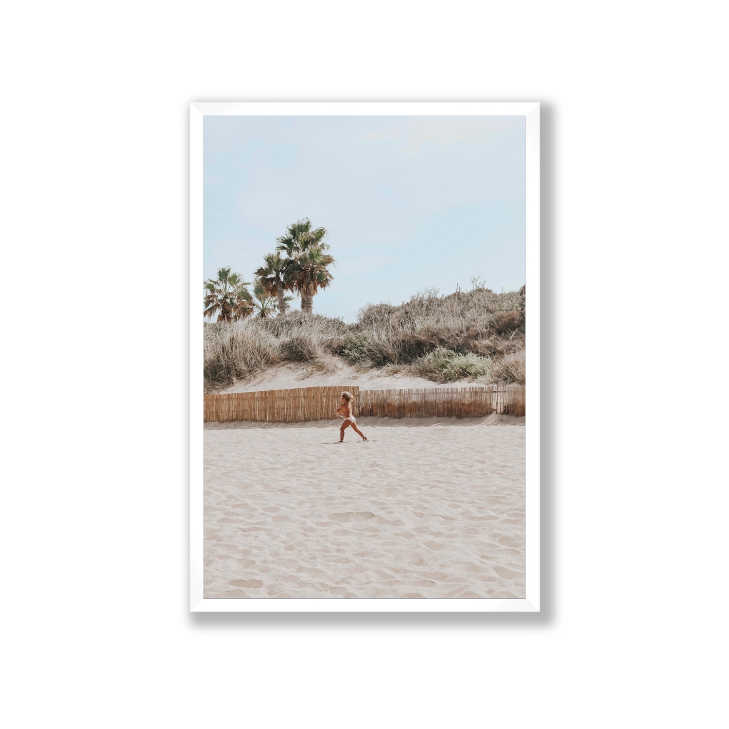 Joyful Sprint Puglia beach coastal fine art print Giant full-bleed fine art print in white frame