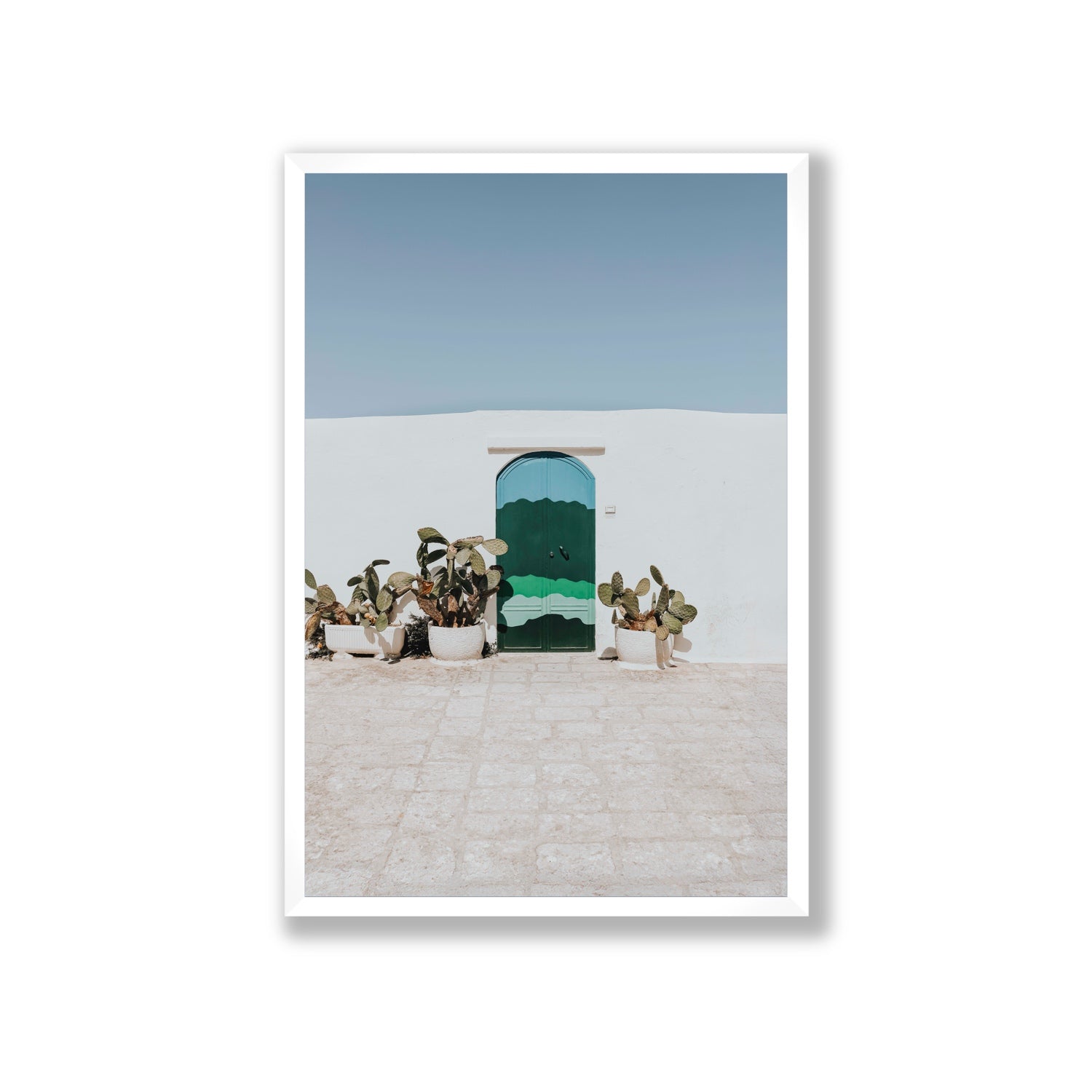 Imaginary Exit Puglia Mediterranean wall art Giant full-bleed fine art print in white frame