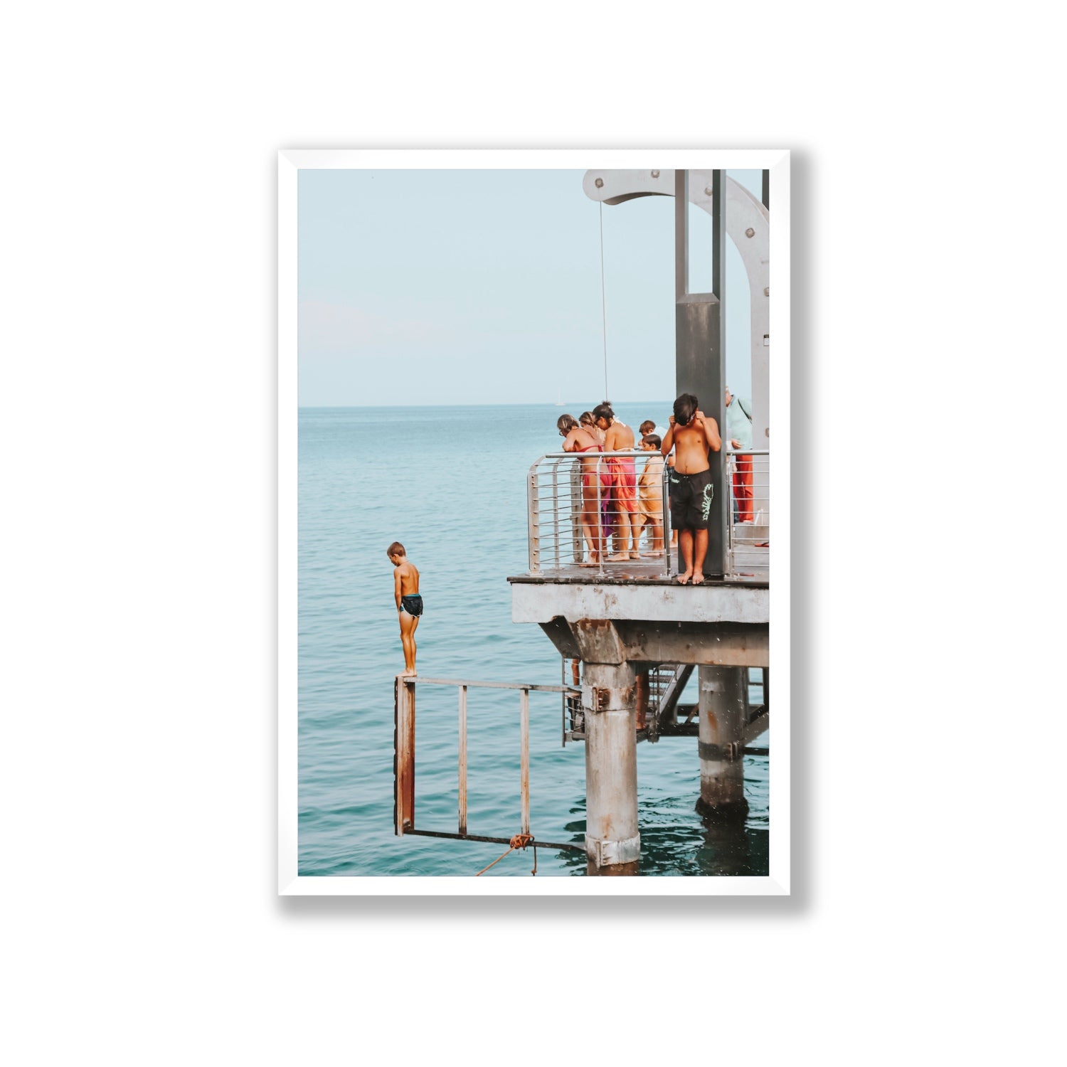 Golden Boy Alassio coastal decor wall art Giant full-bleed fine art print in white frame