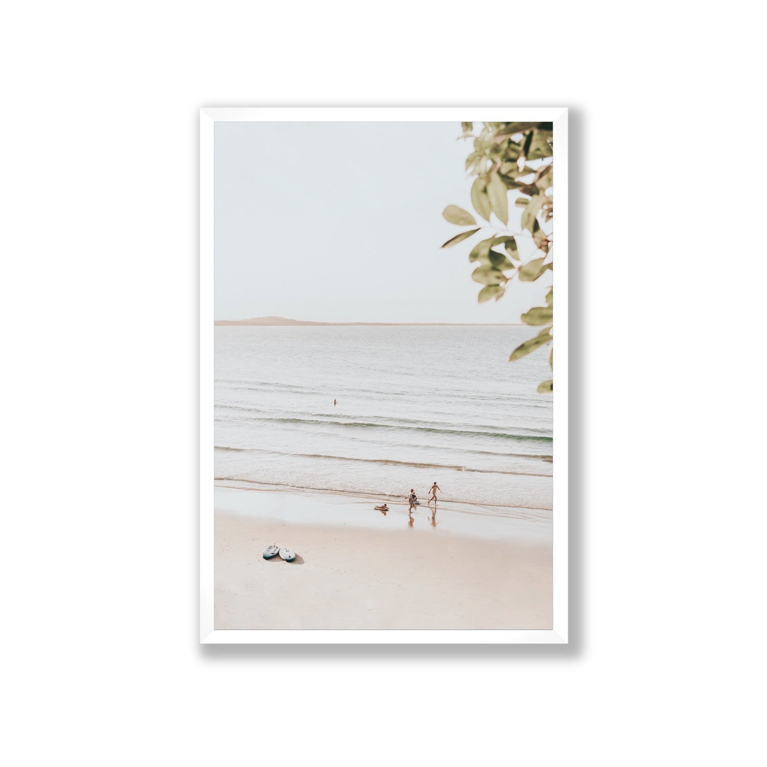 Walking On Sunshine fine art print, Noosa, Australia, coastal scenes artwork, Giant, White Frame · Full Bleed, Fine Art Print