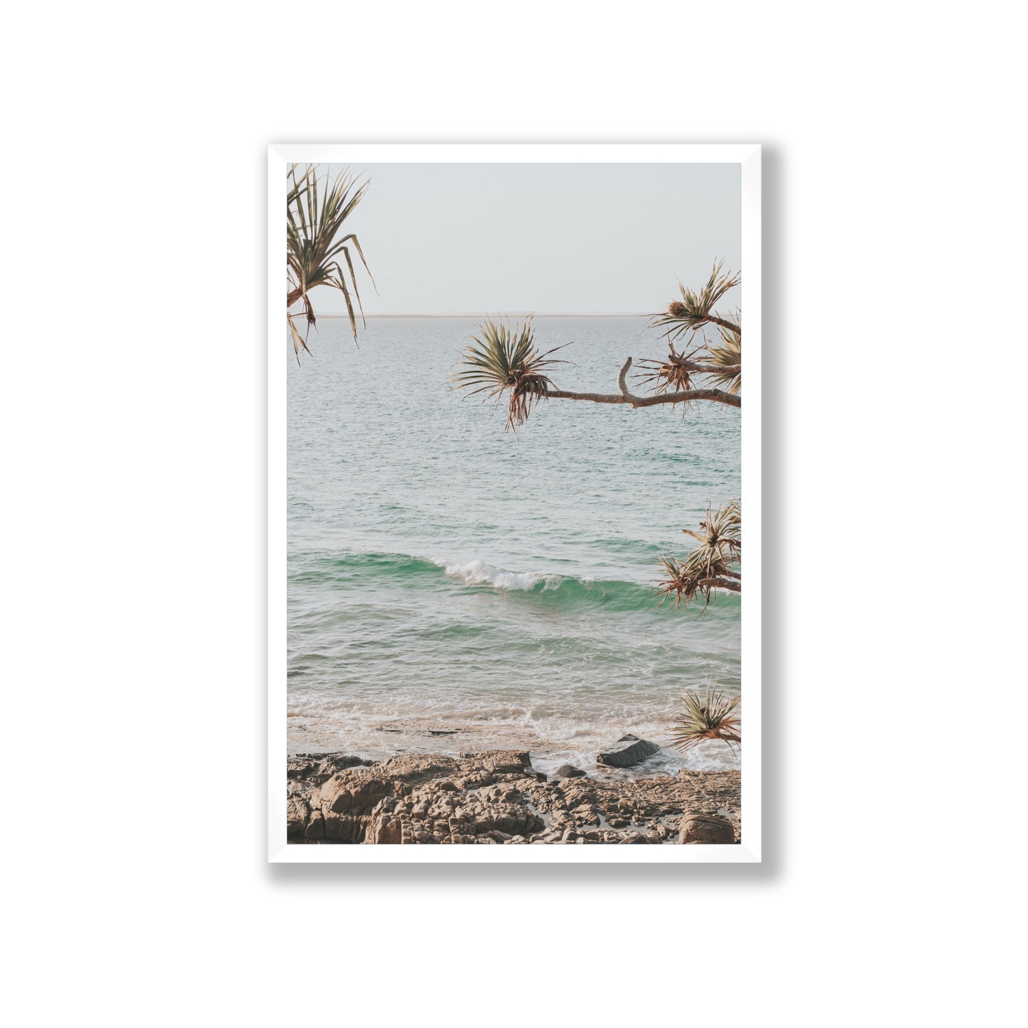 Good Vibrations fine art print, Noosa, Australia, coastal scenes artwork, Giant, White Frame · Full Bleed, Fine Art Print