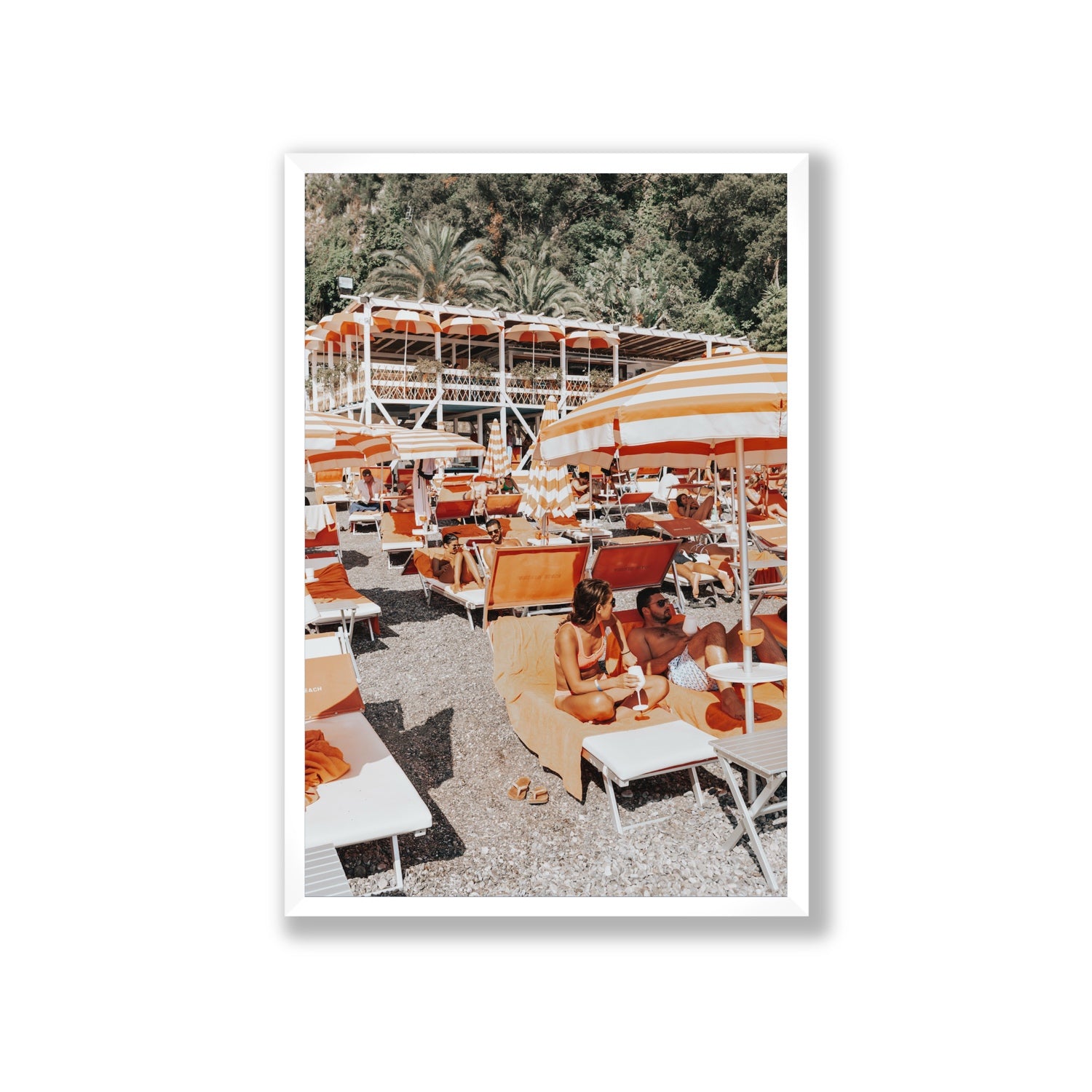 Lounging In Lido fine art print, Positano, Italy, Giant, White Frame · Full Bleed, Fine Art Print