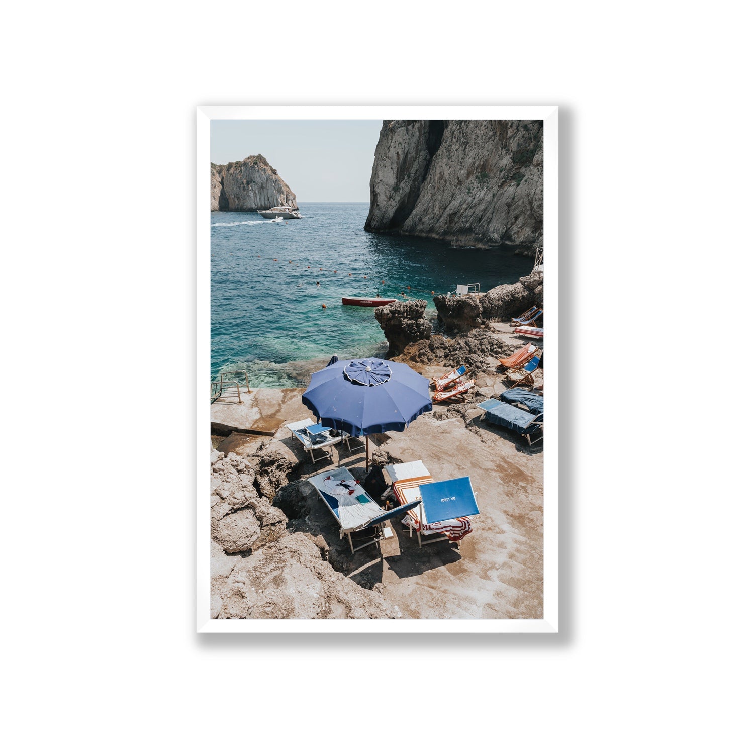 Lonely Loungers fine art print, Capri, Italy, Giant, White Frame · Full Bleed, Fine Art Print