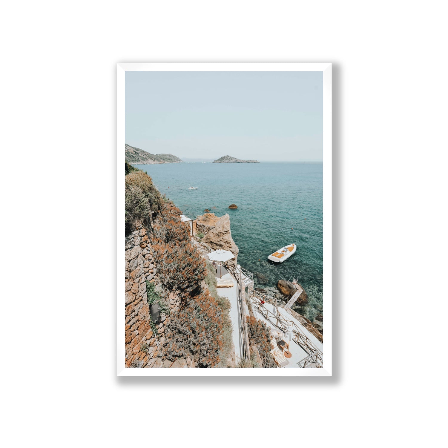 Front Row Seat Tuscany coastal wall art Giant full-bleed fine art print in white frame