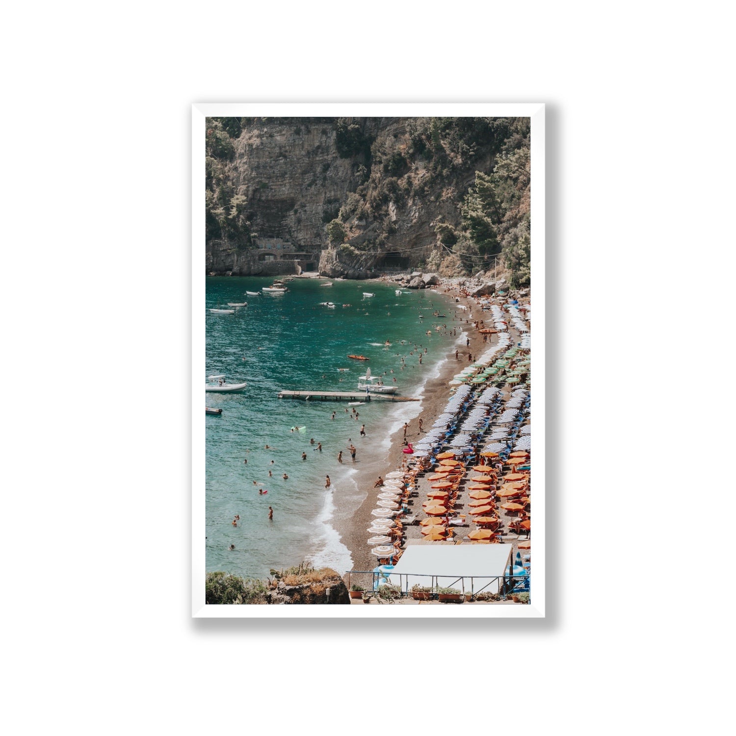 Parasol Panorama fine art print, Positano, Italy, Giant, White Frame · Full Bleed, Fine Art Print