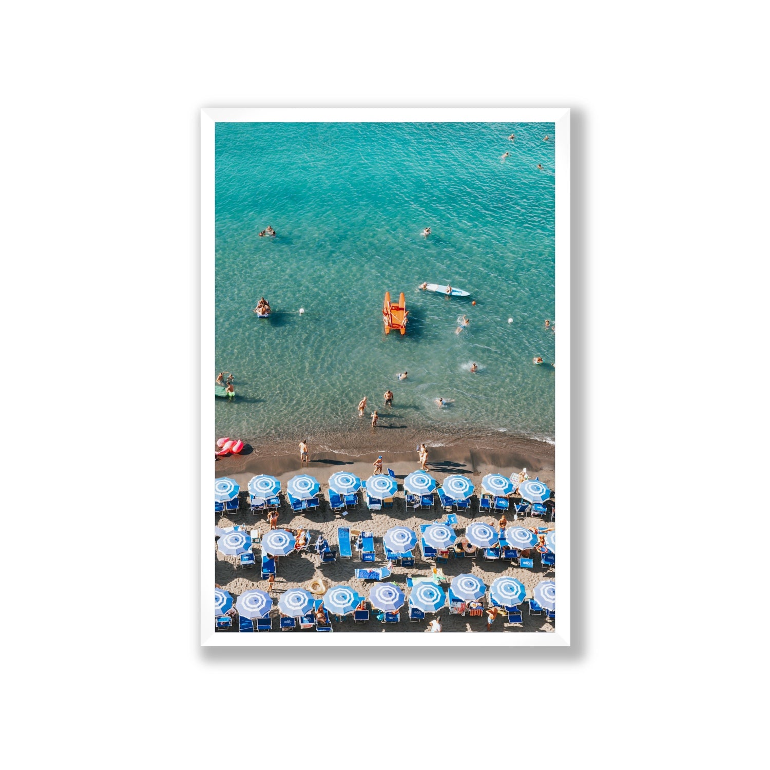 Aquamarine Oasis Sorrento Italian coastal wall art Giant full-bleed fine art print in white frame