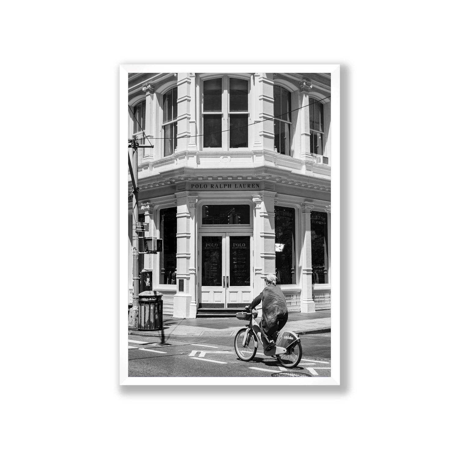 Downtown Rider New York NYC Black & White wall art Giant full-bleed fine art print in white frame