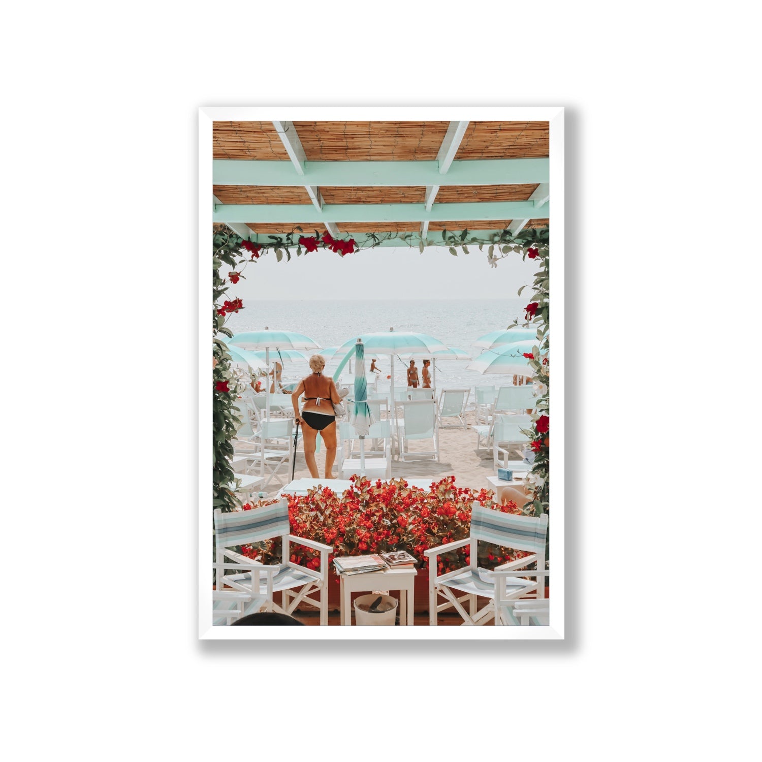 Nonna's Italian Escape Alassio Italian wall art Giant full-bleed fine art print in white frame
