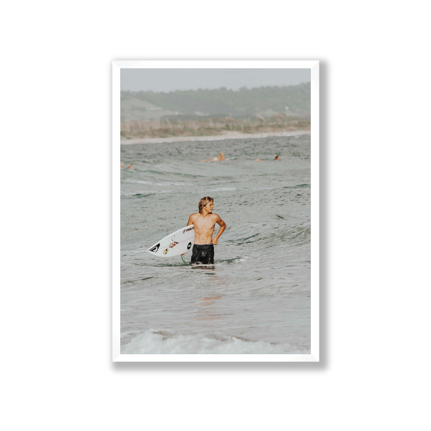 Chasing Mavericks Byron Bay Surf coastal wall art Giant full-bleed fine art print in white frame