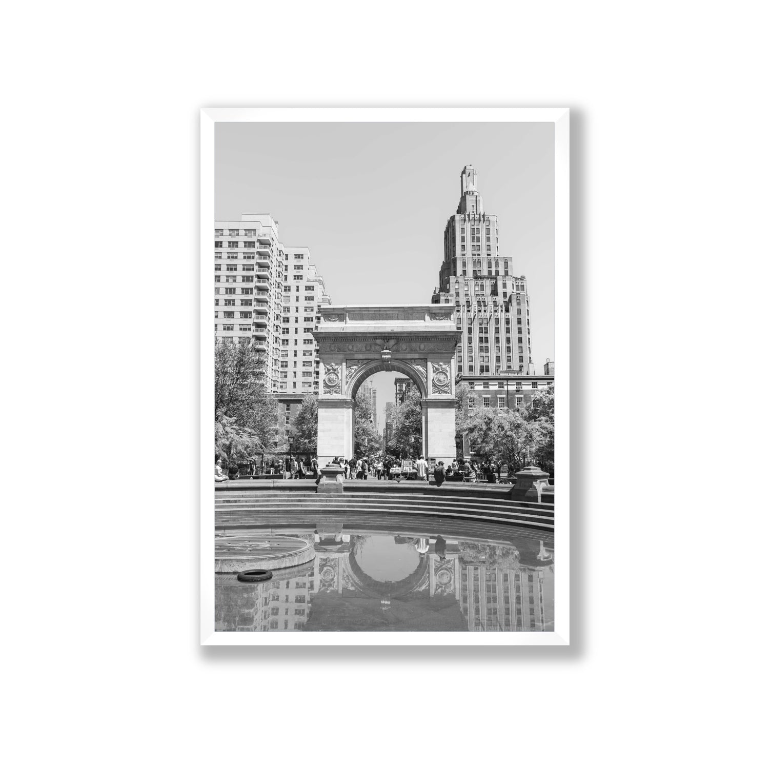 Washington Skyline New York NYC Black & White wall art Giant full-bleed fine art print in white frame