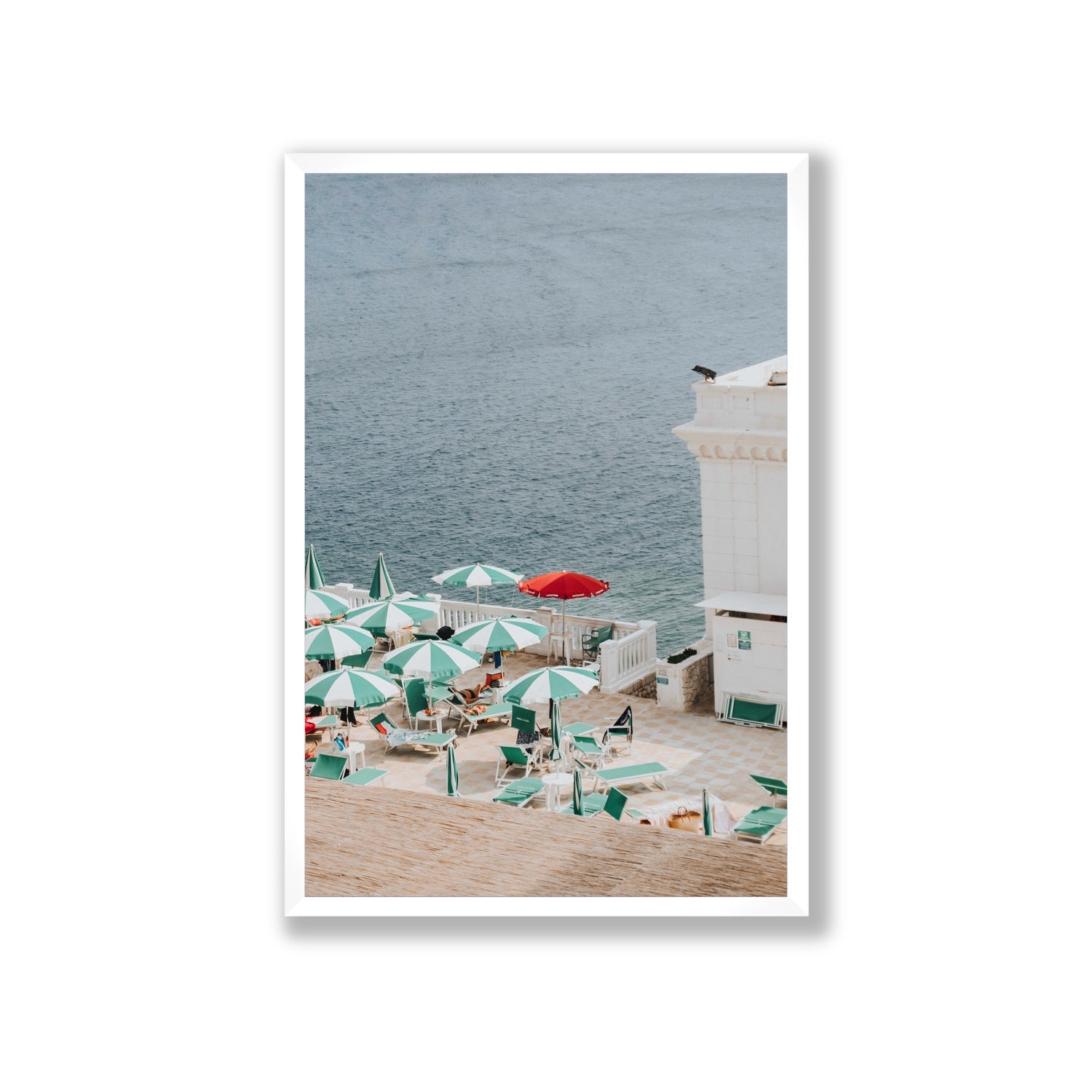 Lido Italiano Puglia beach Italian wall art Giant full-bleed fine art print in white frame