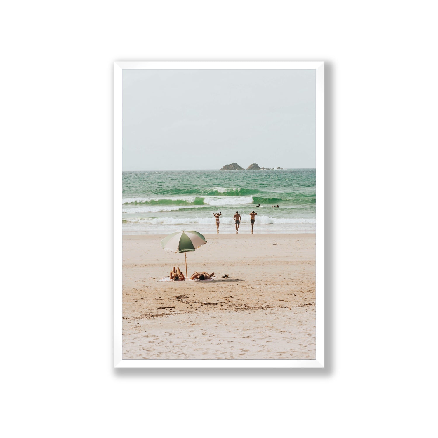 Escape The Ordinary Byron Bay coastal decor wall art Giant full-bleed fine art print in white frame