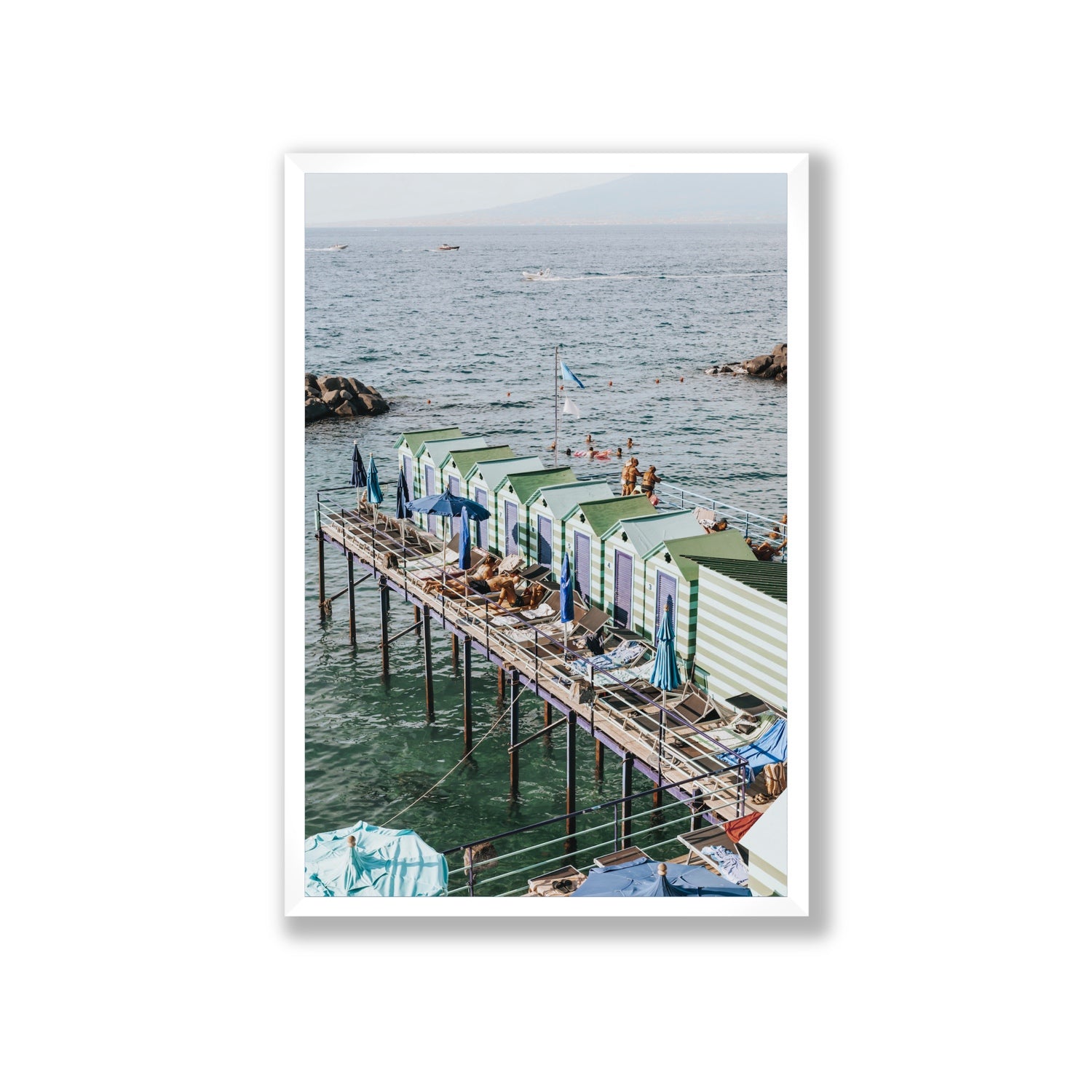 Cabine da Spiaggia fine art print, Sorrento, Italy, Giant, White Frame · Full Bleed, Fine Art Print