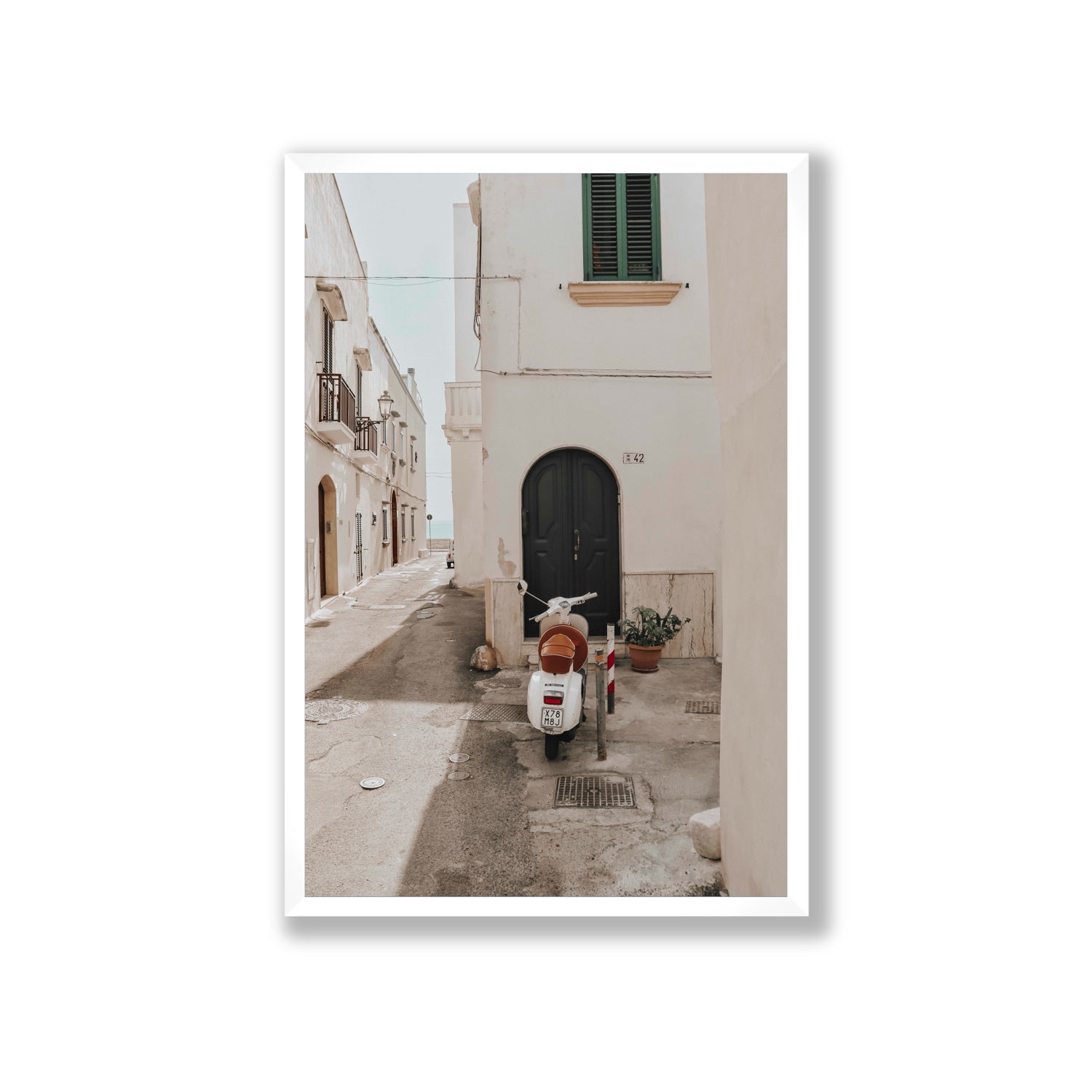 La Casa 42 Puglia Gallipoli Italian wall art Giant full-bleed fine art print in white frame