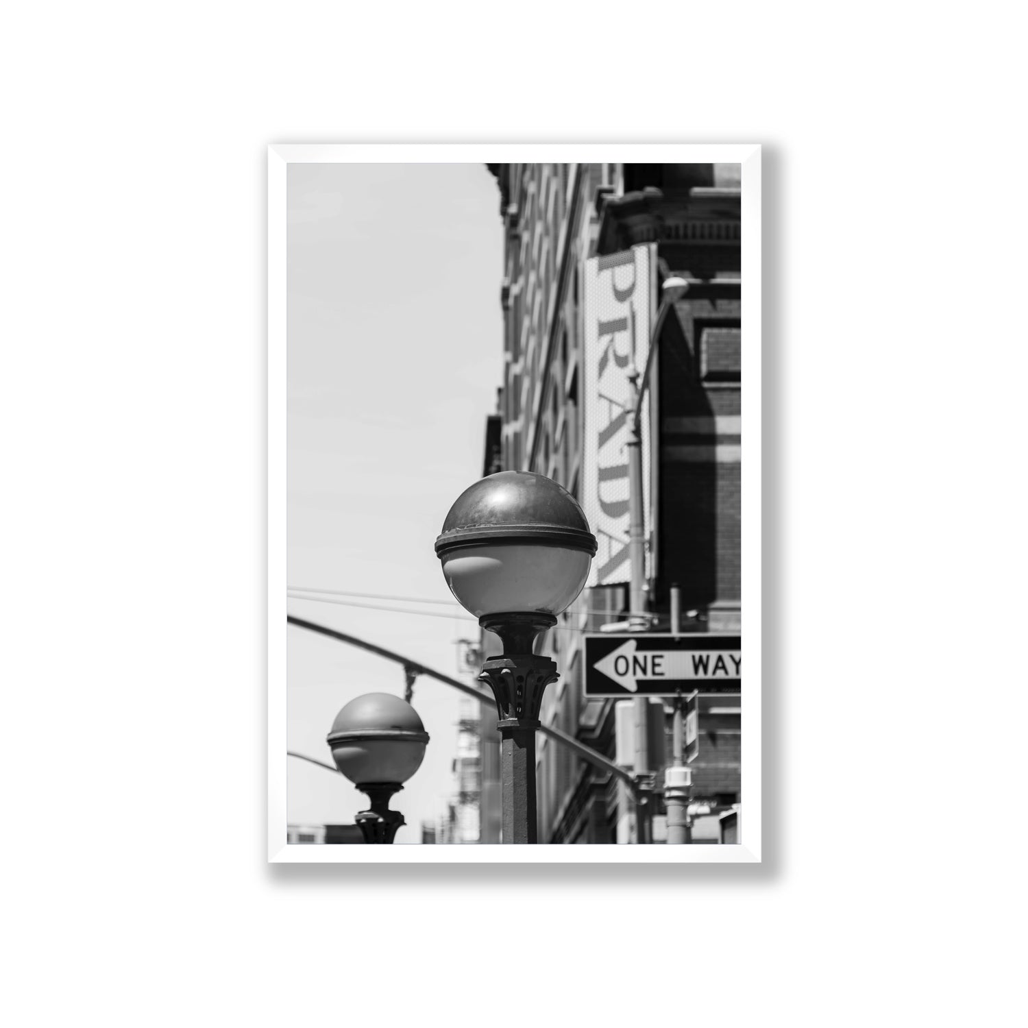 Subway Style New York NYC Black & White wall art Giant full-bleed fine art print in white frame