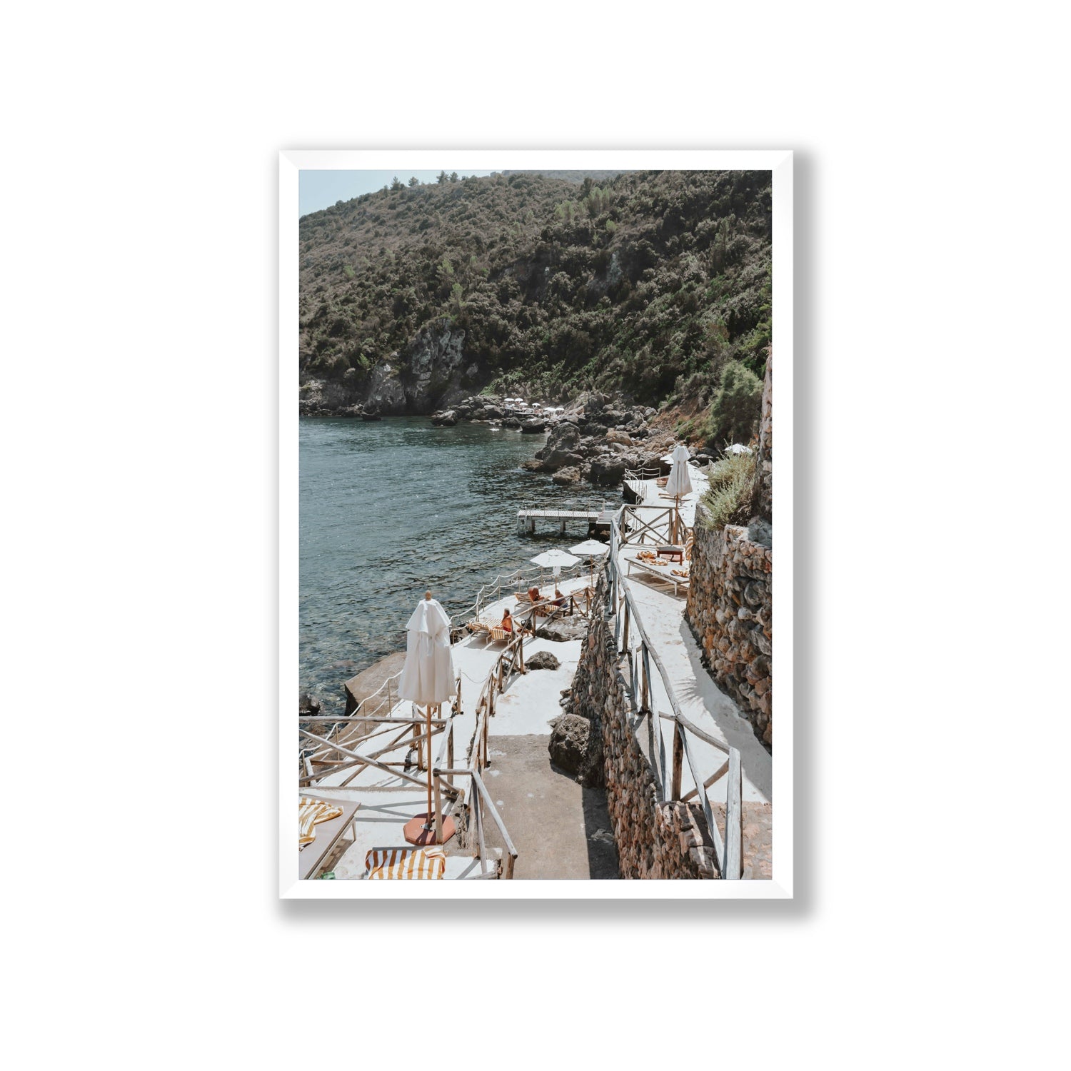 L'Estate Tuscany coastal Italian wall art Giant full-bleed fine art print in white frame