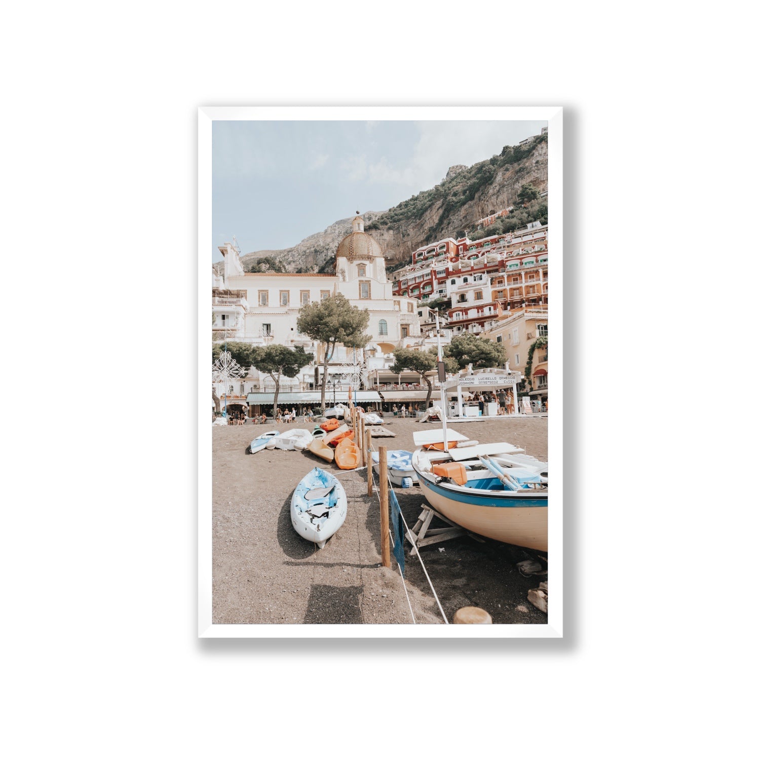 Seaside Hues Positano wall art Giant full-bleed fine art print in white frame